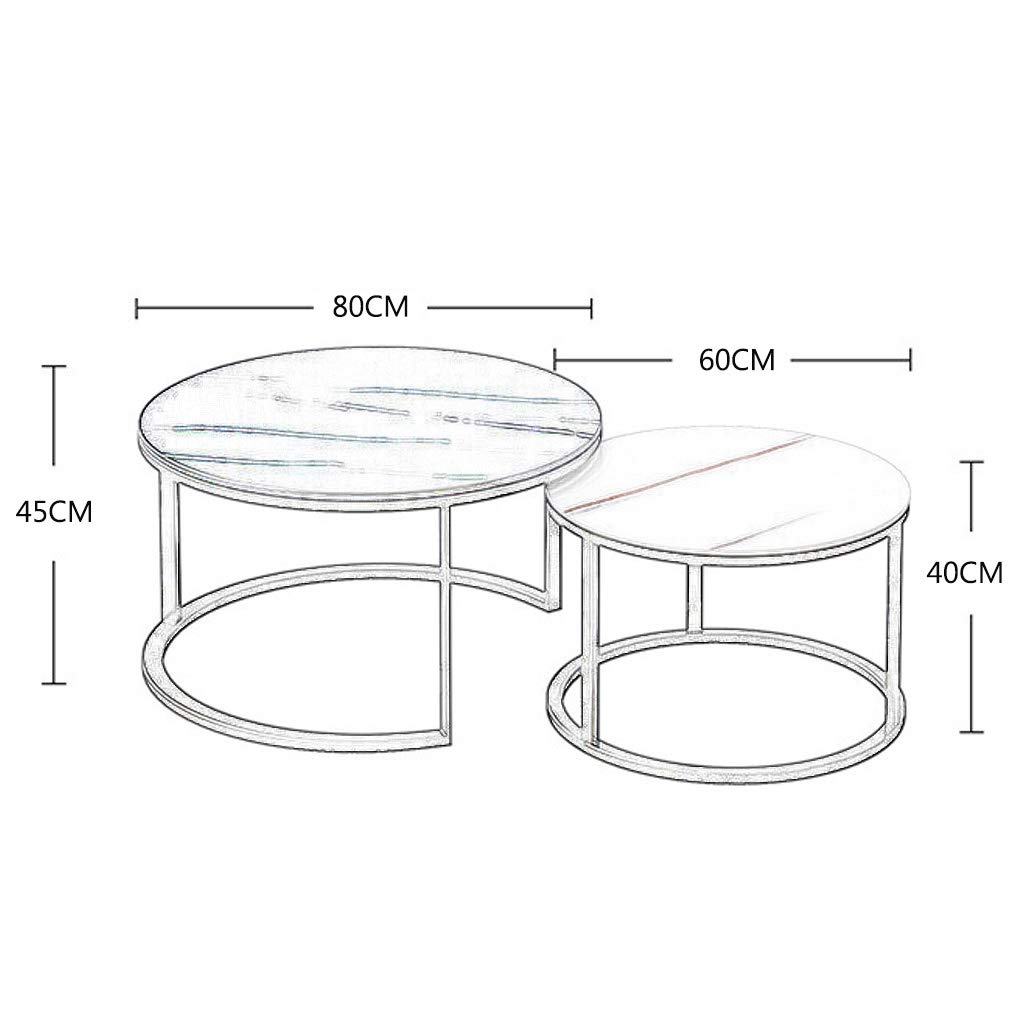Sintered Stone Round Coffee Table - Black for Living Room & Bedroom Decor - Ø80cm+Ø60cm - Perfect for Tea Time & Cocktails