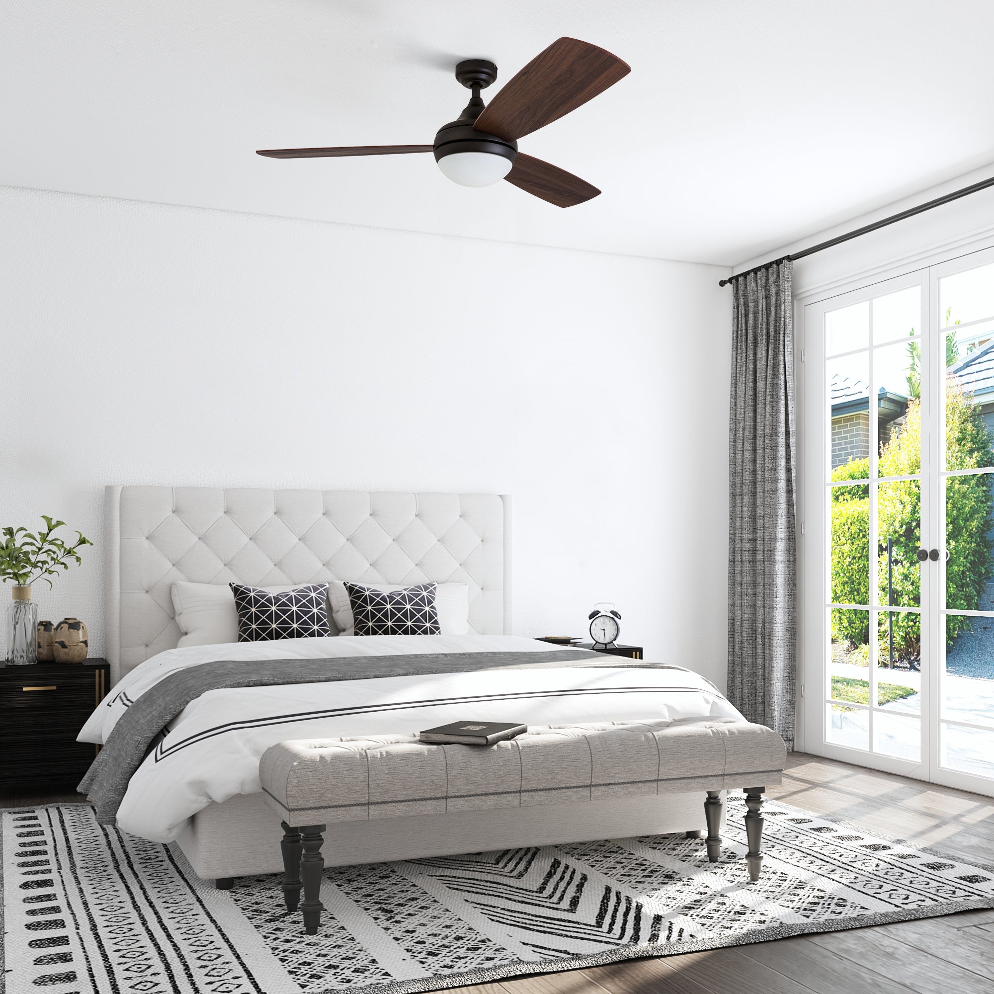 52 Inch Remote Control Ceiling Fan with Light - Espresso Brown Finish - Perfect for Living Room, Bedroom, and Office Spaces