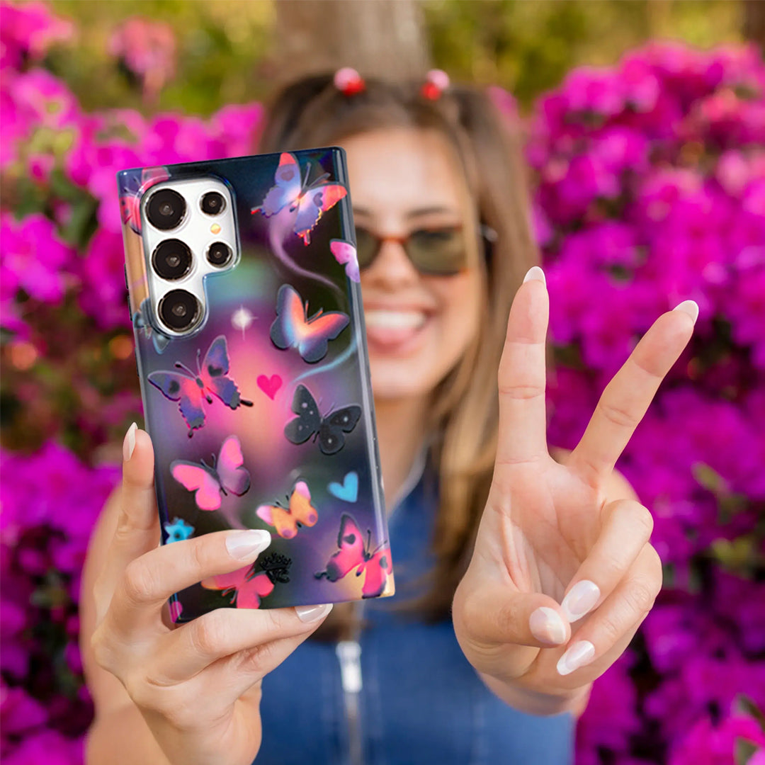 Aurora Butterfly Samsung Phone Case - Elegant Floral Design Protective Cover for Samsung Galaxy Series | Perfect for Daily Use, Travel & Gifting