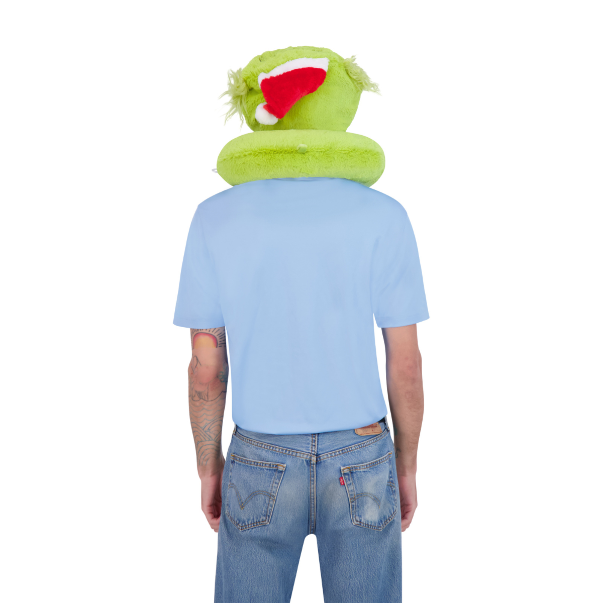 Grinch Santa Hat Hoodie Neck Pillow - Christmas Travel Pillow for Flights, Car Rides & Holiday Comfort