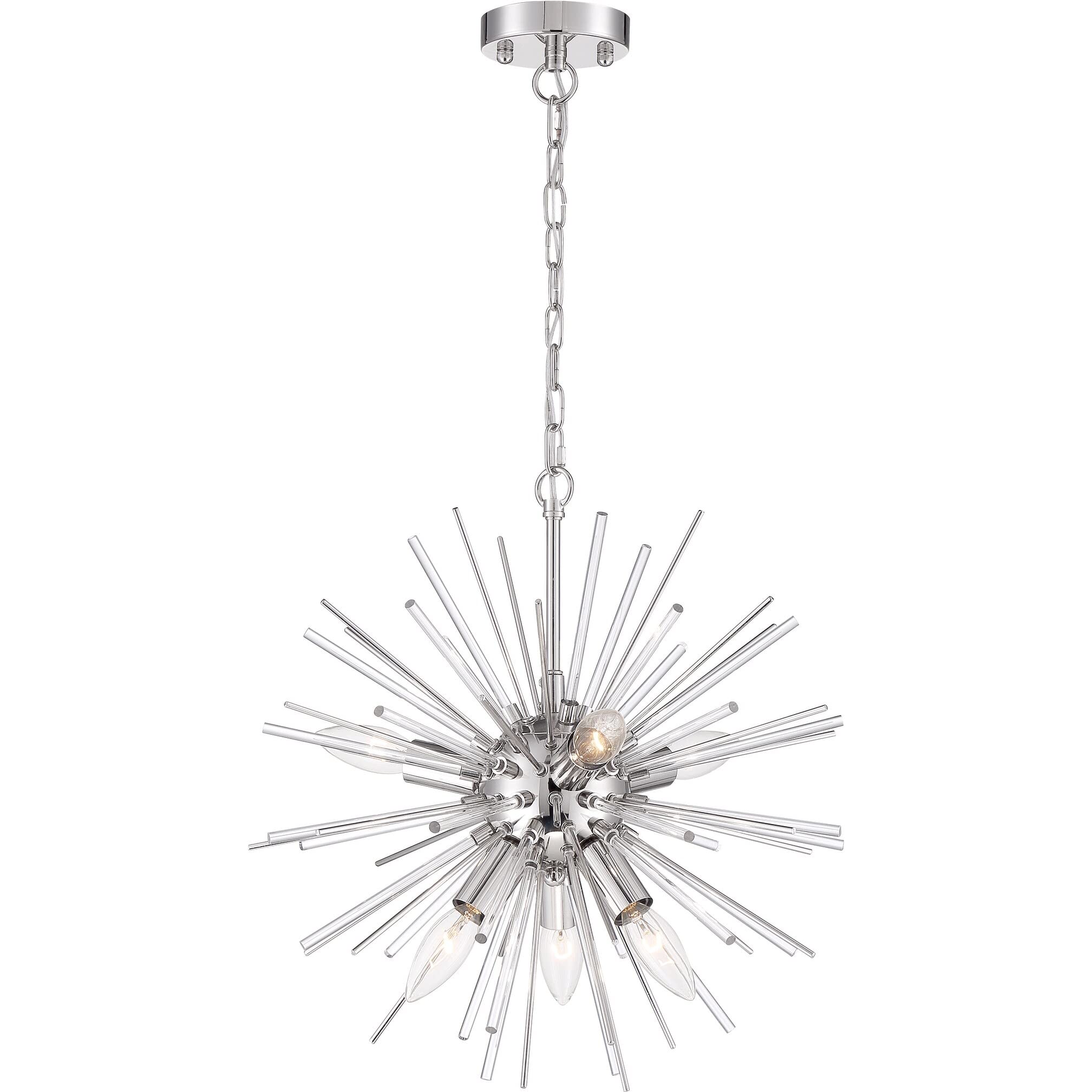 Nuvo 60/6993 Cirrus 8-Light Chandelier in Polished Nickel with Glass Rods - Elegant Dining Room Lighting for Modern Home Decor