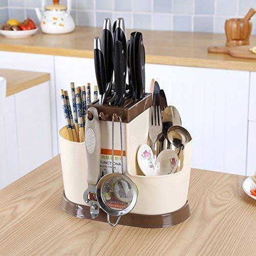 POXEFLIP Stainless Steel Kitchen Cutlery Organizer - Knife, Spoon, Fork, Chopsticks & Scissors Holder - Space Saving Countertop Storage for Modern Kitchens - Perfect for Small Apartments & Organized Cooking Spaces