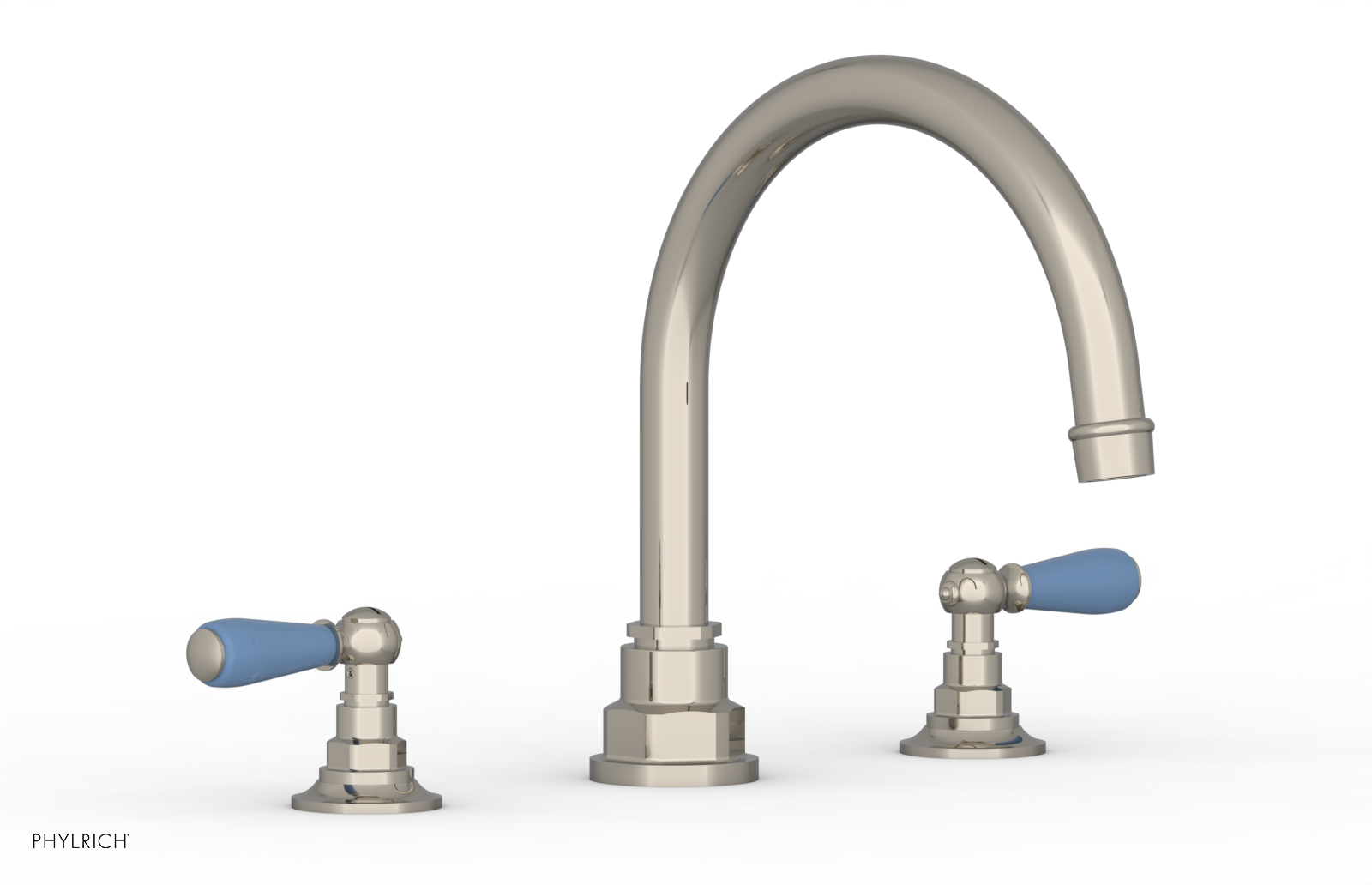 Jamestown Deck Tub Set with Lever Handles - Light Blue Accented Bathroom Sink for Modern Homes (165-41) | Perfect for Guest Bathrooms, Powder Rooms & Coastal Style Decor