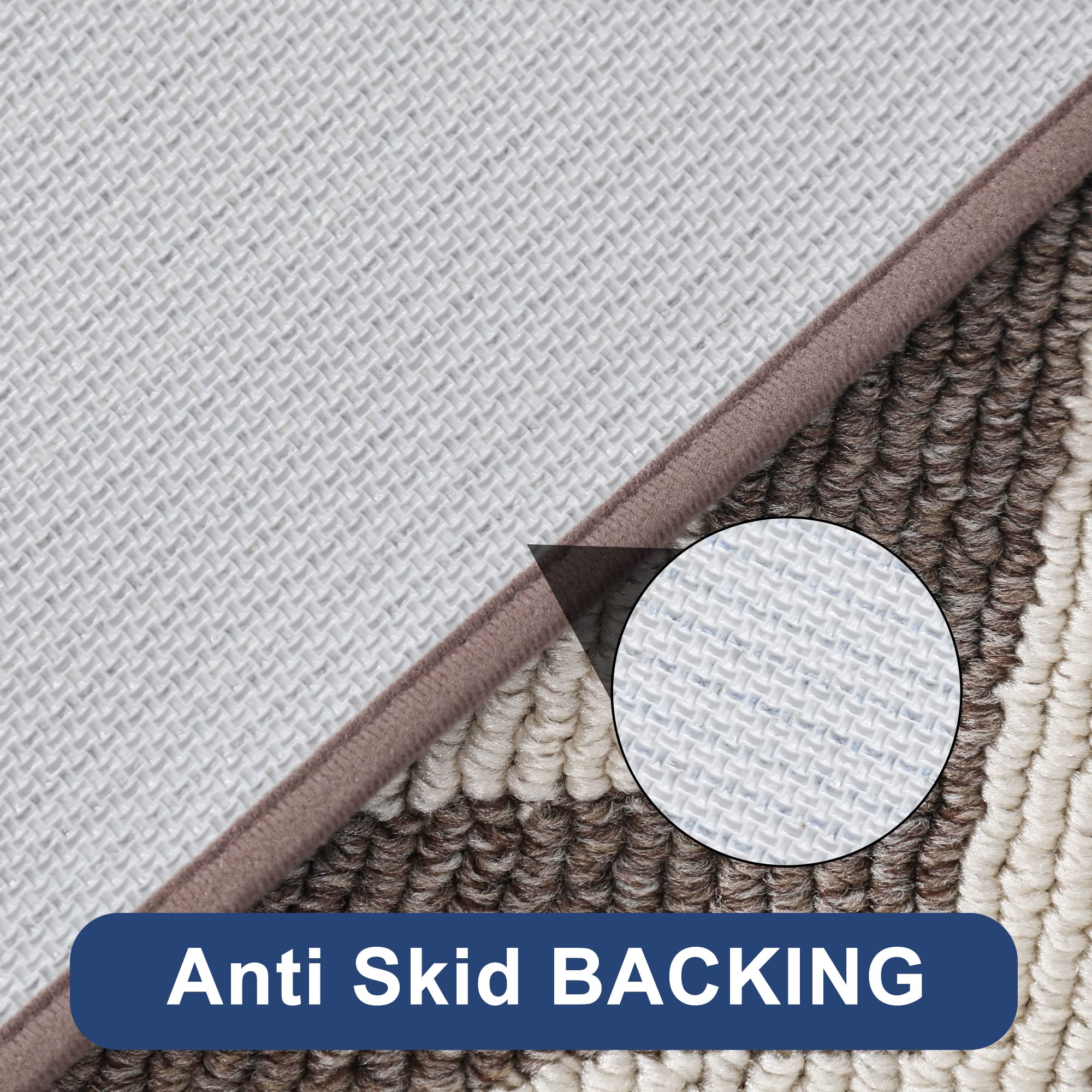 Super Absorbent Non-Skid Kitchen Floor Mat 24x59 Inch - Washable Polypropylene Sink Rug for Standing Comfort, Brown Frame Design | Perfect for Front of Sink, Dishwashing & Cooking Areas