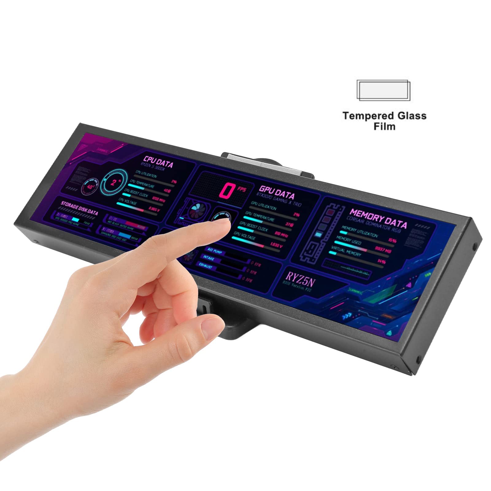 8.8 Inch IPS Computer Temperature Monitor - Energy Saving CPU/GPU Temp Display for Desktop PC (Black) | Perfect for Gaming Rigs, Workstations & Home Office Setups