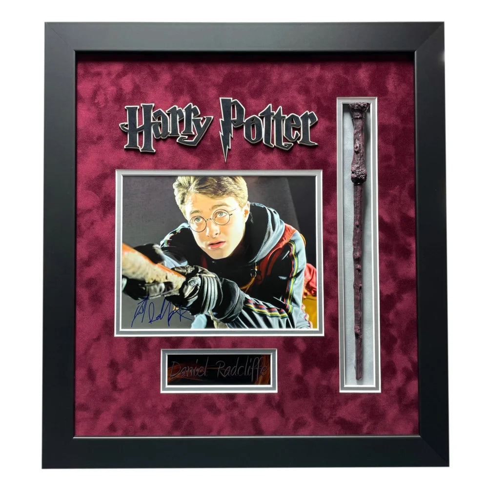 Daniel Radcliffe Signed Harry Potter 8x10 Photo Framed with Wand - JSA COA Authentic Autograph - Perfect for Collectors, Fans, and Home Decor