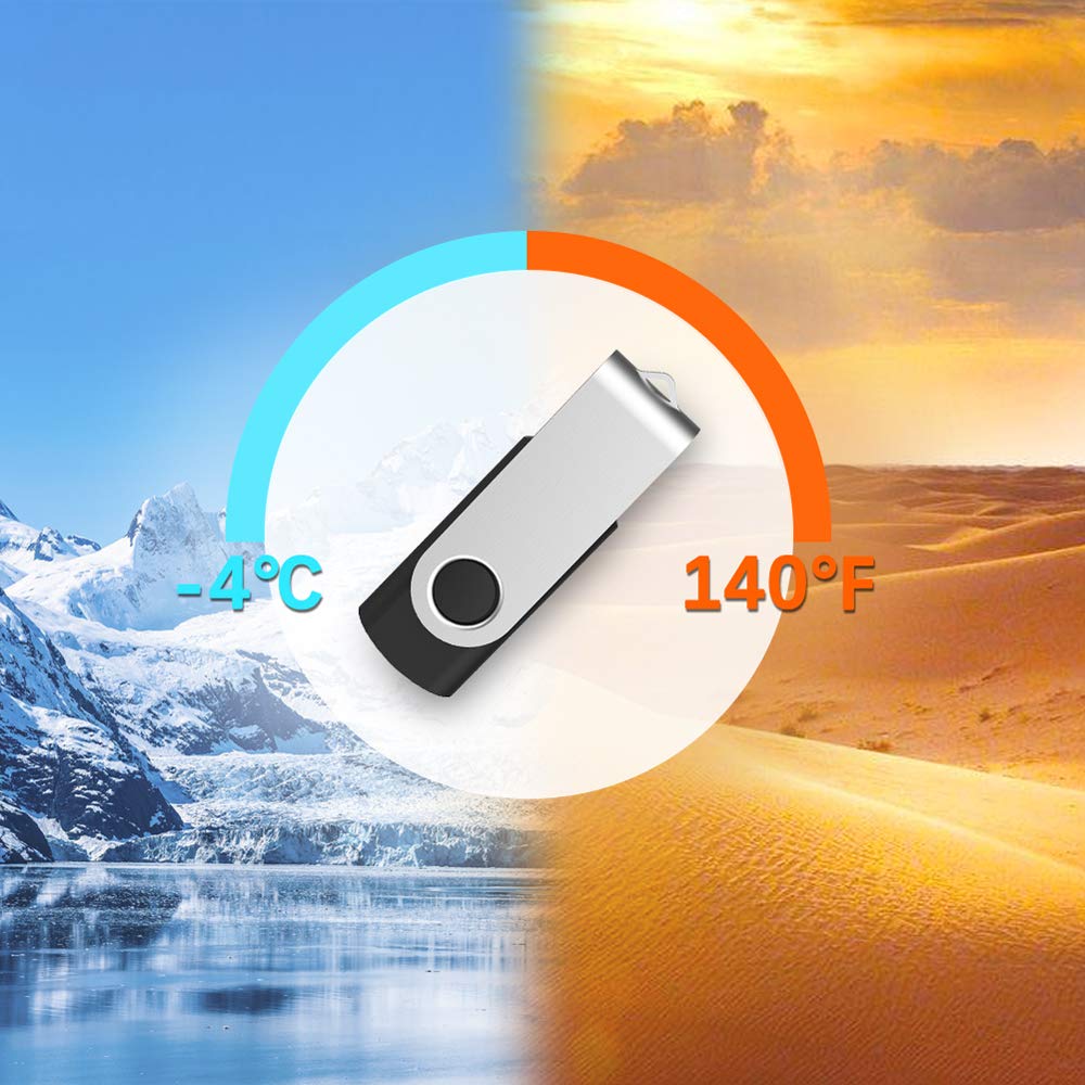 KEXIN 100 Pack 8GB USB Flash Drives Bulk - Swivel Design Thumb Drives Memory Sticks USB 2.0 Black - Perfect for School, Office, Business, Data Storage & Bulk Gifting