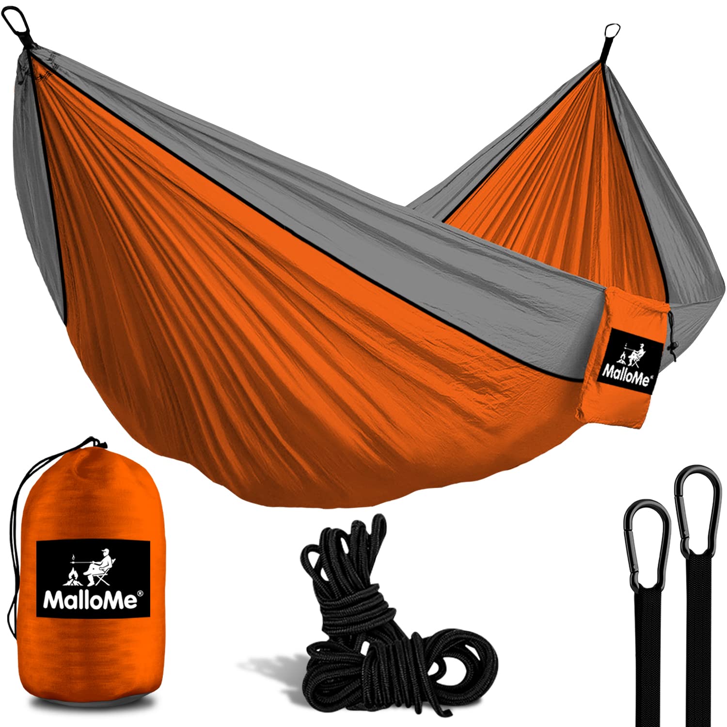 **MalloMe Portable Camping Hammock for Adults & Kids - Heavy Duty Double & Single Outdoor Hammock with Tree Straps - Perfect for Backpacking, Beach, Travel, and Backyard Relaxation**
