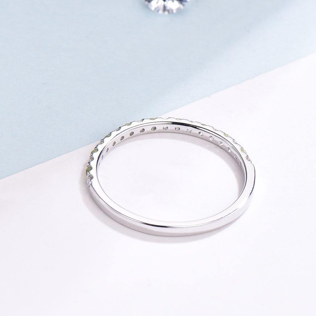 1.5mm Natural Peridot Diamond Women's Sienna Wedding Band Ring - Elegant Stackable Jewelry for Bridal, Anniversary & Everyday Wear