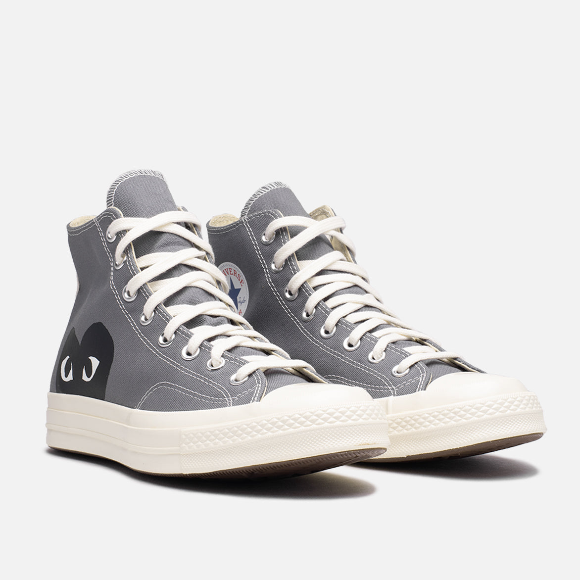 CDG PLAY x Converse Chuck 70 High Top Sneakers - Black Heart & Steel Grey | Unisex Streetwear Fashion Shoes for Casual Wear & Urban Outfits