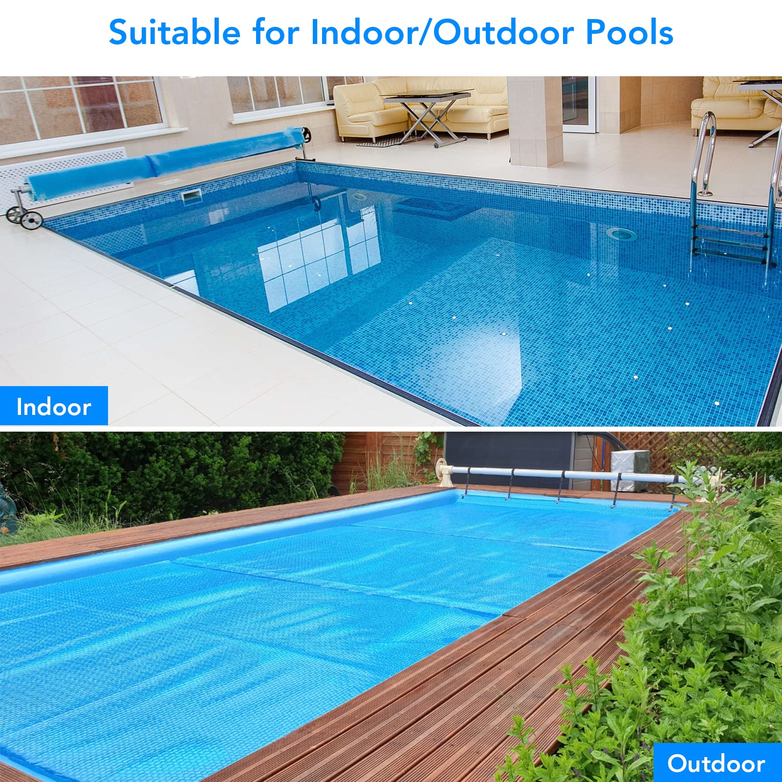 Towallmark 16ft x 32ft Rectangle Solar Pool Cover - 200μm Thick Heat Retention Blanket for In-Ground & Above-Ground Swimming Pools | UV Resistant, Energy Saving | Perfect for Summer, Winter Pool Protection & Temperature Maintenance