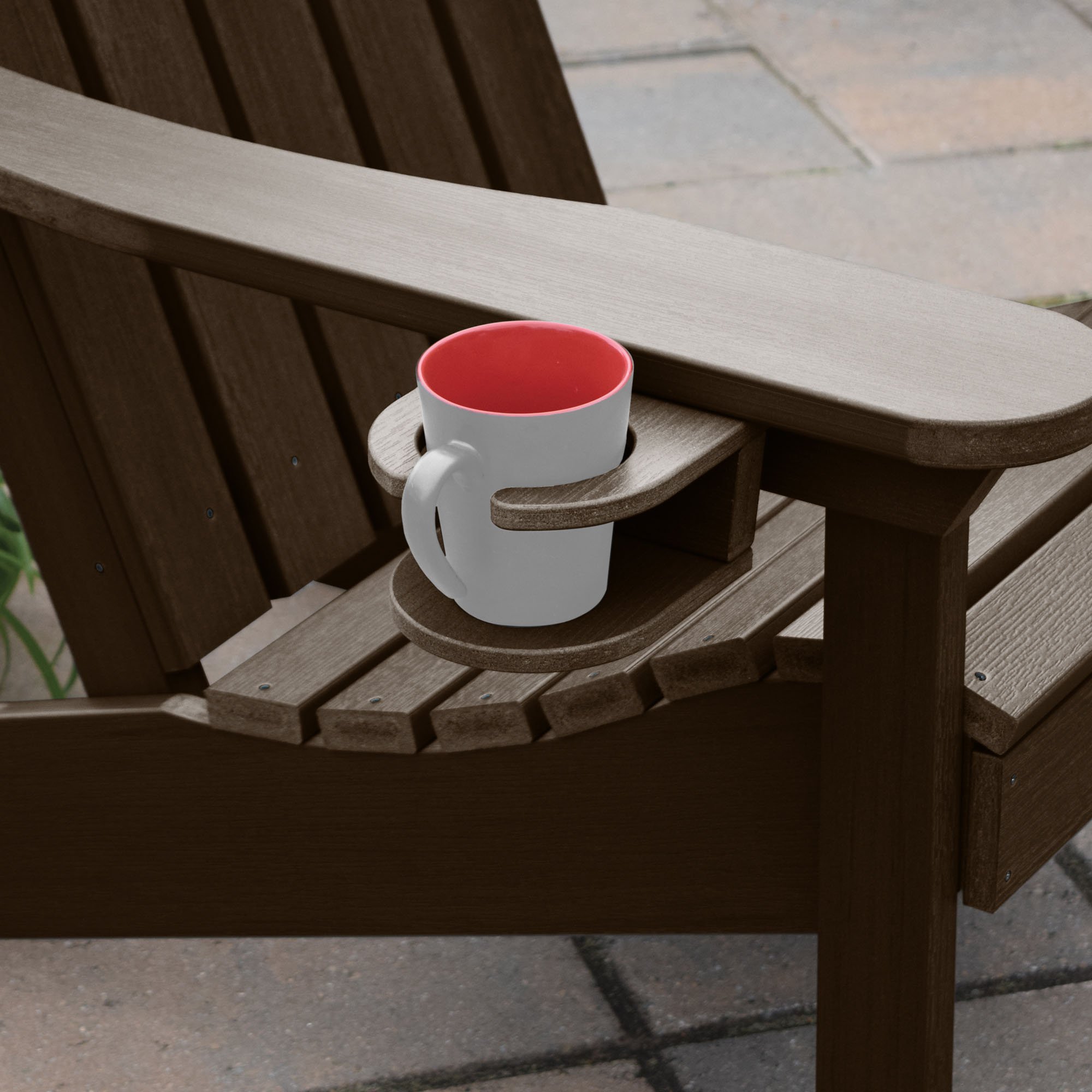 Highwood AD-KITCHL5-ACE Hamilton Folding & Reclining Adirondack Chair with Ottoman and Cup Holder, Weathered Acorn - Perfect for Patio, Deck, Poolside & Backyard Relaxation