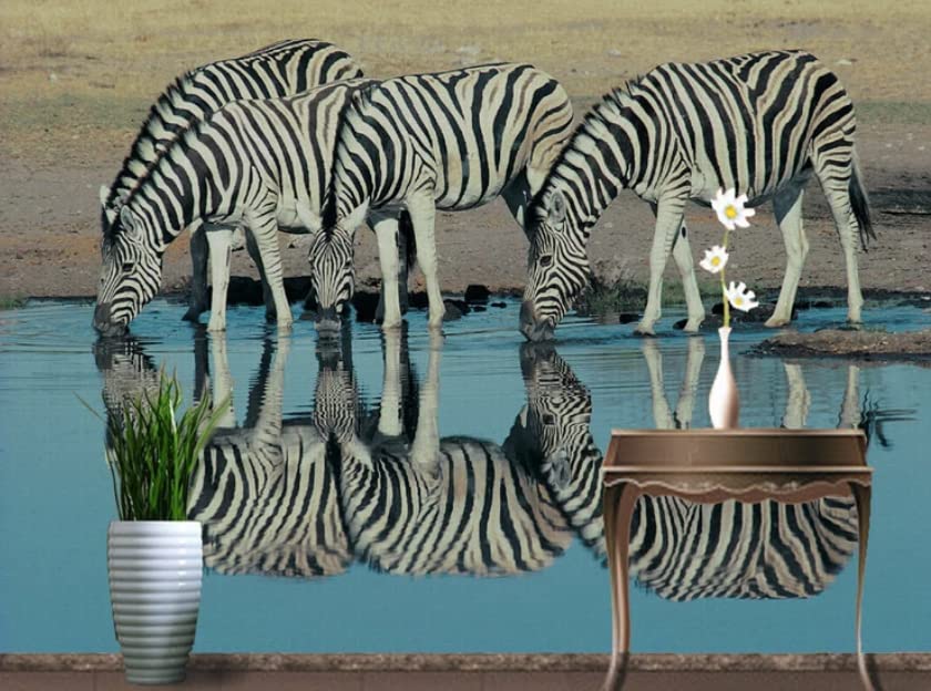 3D Zebra Wallpaper Mural - Self-Adhesive Decorative Wall Decal - 205