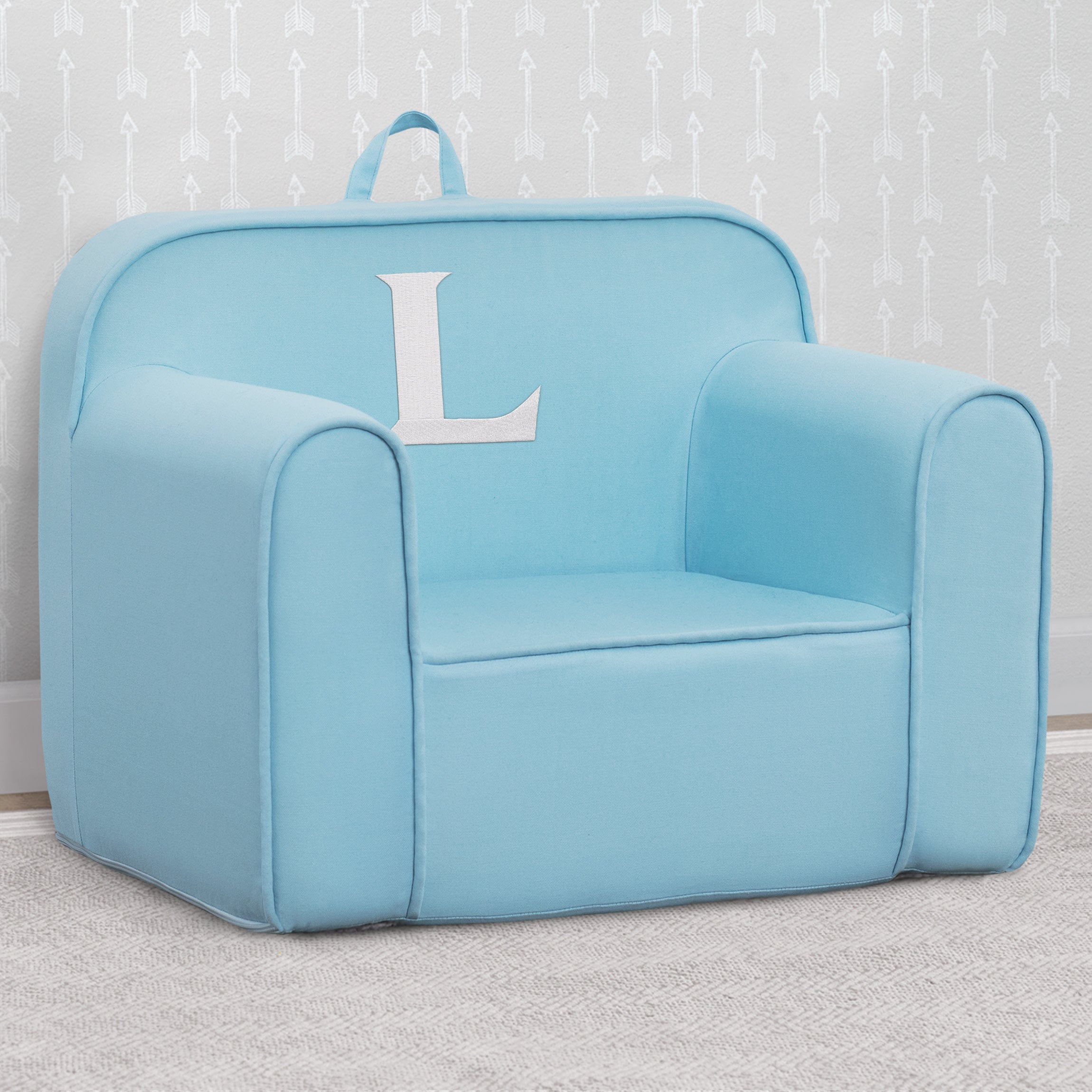 Personalized Monogram Light Blue Cozee Chair - Custom Plush Recliner for Living Room, Nursery & Office - Cozy Reading & Relaxation Seat