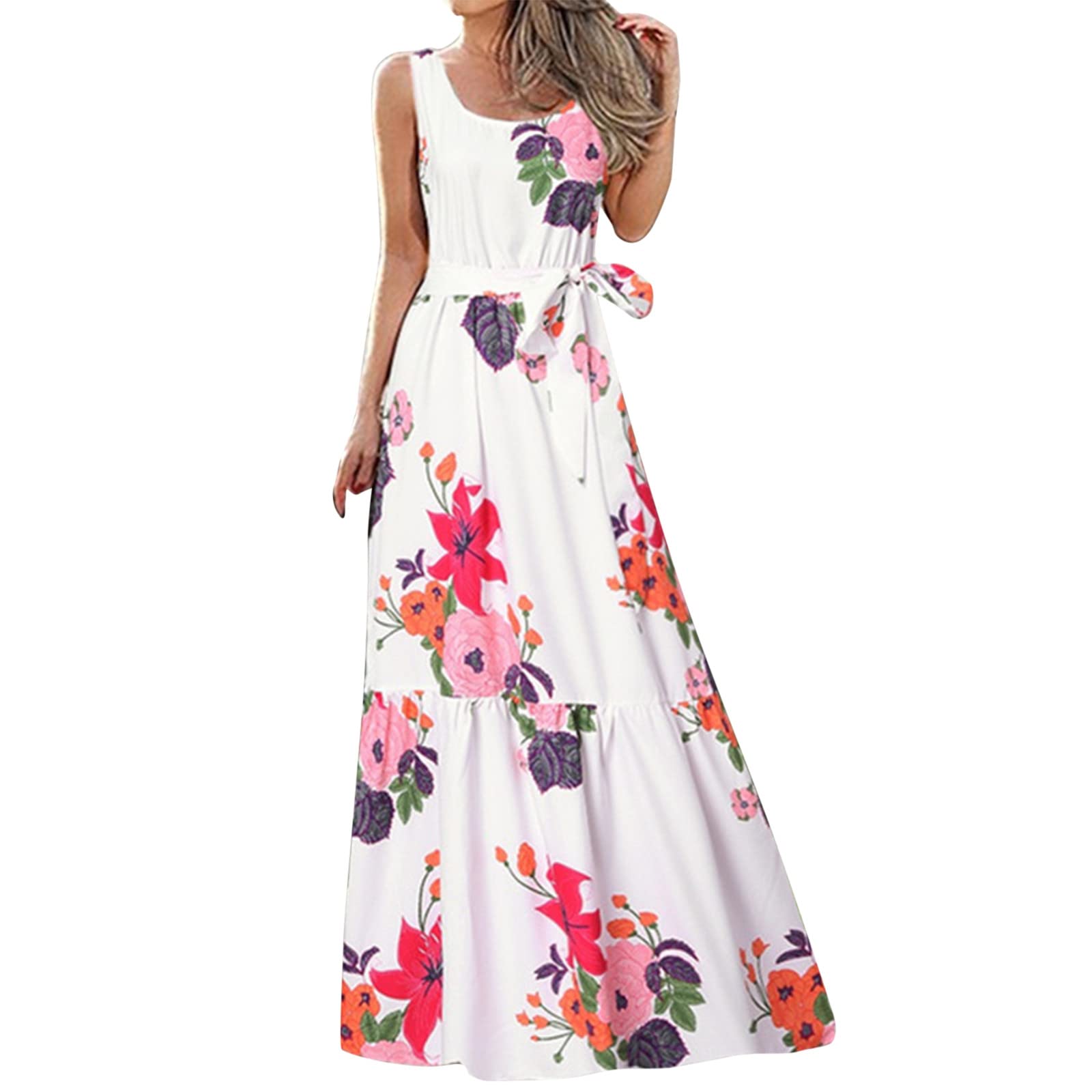 Women's Summer Casual Sundress - Spaghetti Strap Button Down Dress with Pockets, White Beach Dress for Vacation, Pool Party & Outdoor Activities