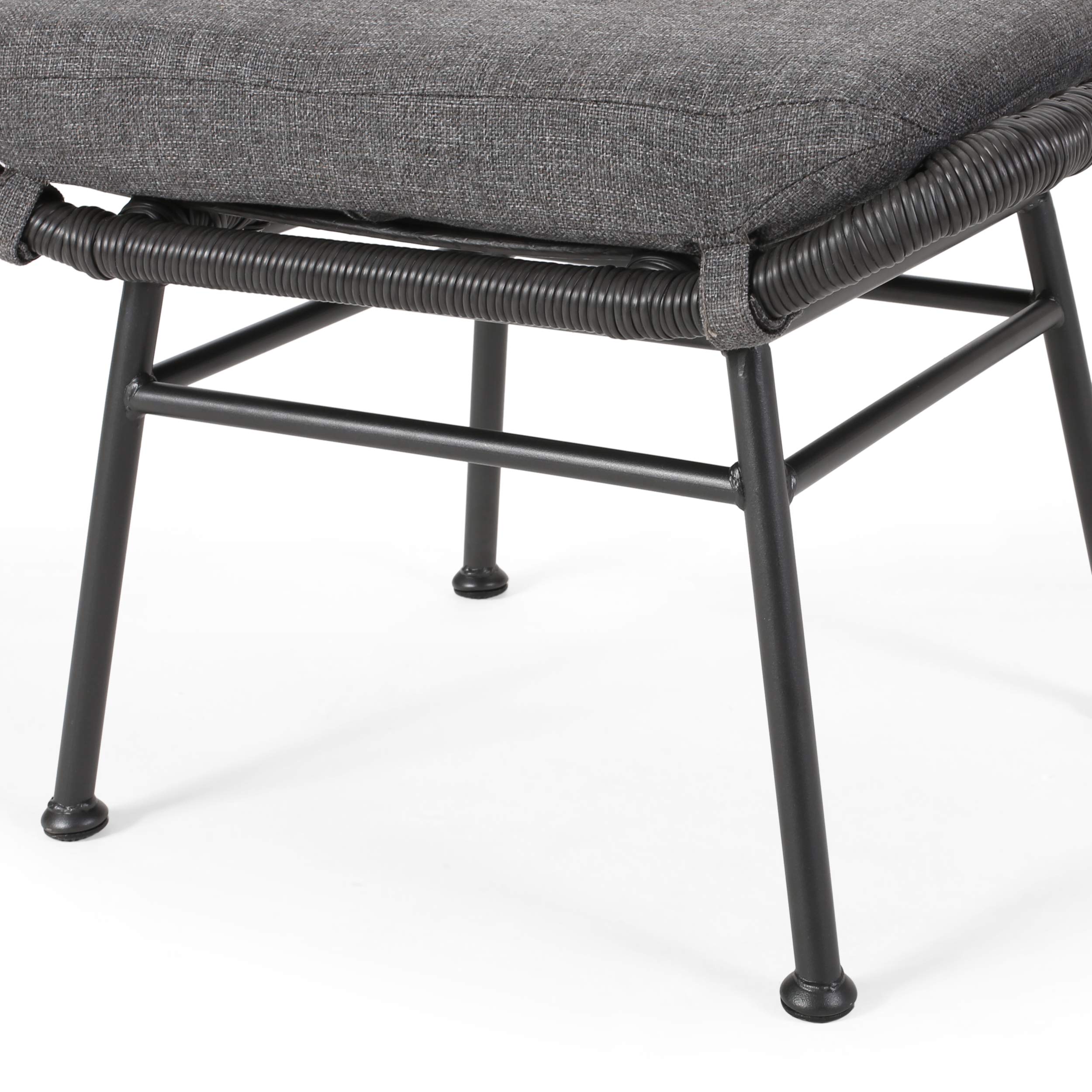 Modern Boho Wicker Ottoman Set of 2 - Gray, Dark Gray & Black - Outdoor Patio Furniture for Lounge, Garden, or Poolside Decor - GDFStudio by Great Deal Furniture