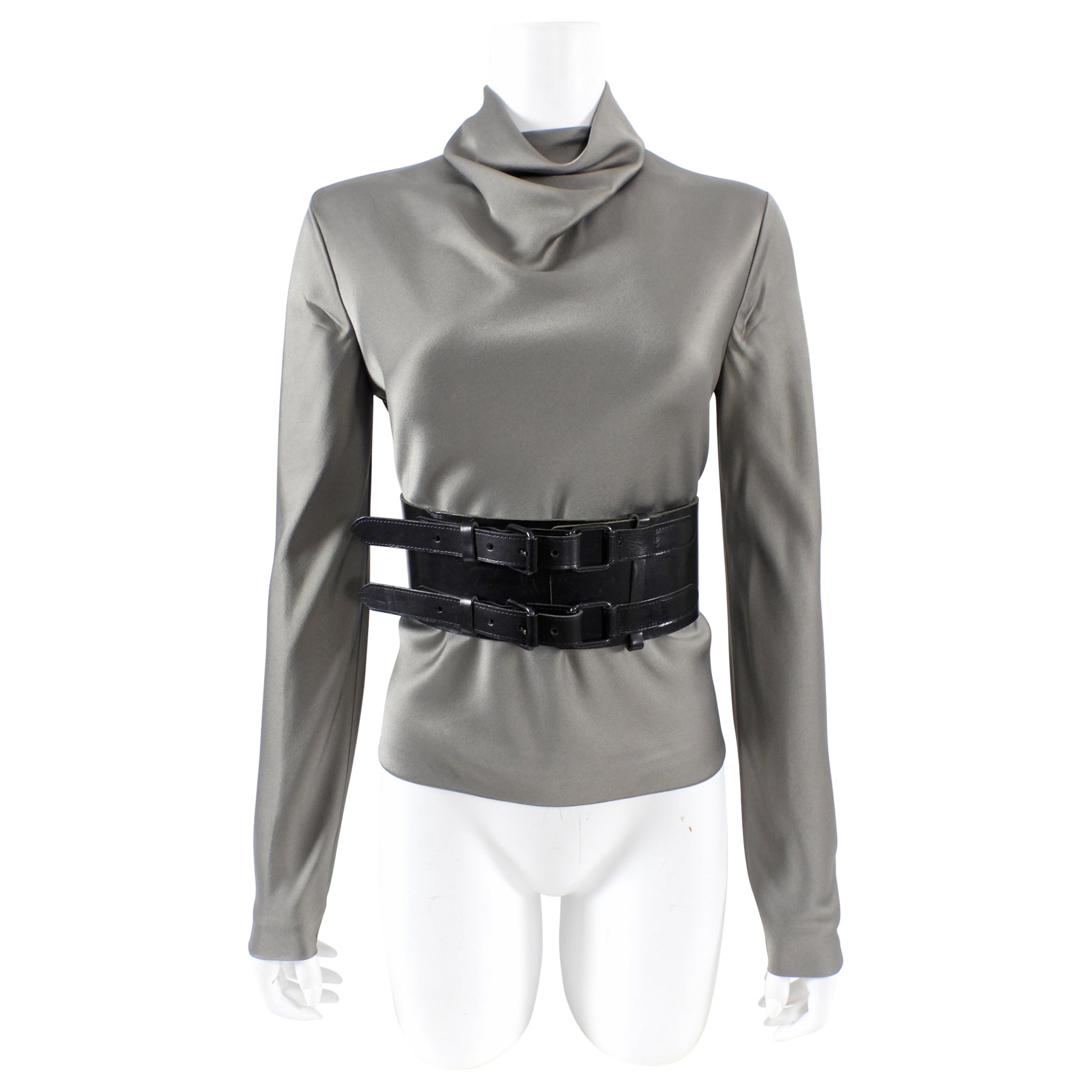 Ann Demeulemeester Wide Black Leather Belt - 30-33 Inch Adjustable Waist - Stylish Unisex Fashion Accessory for Women & Men - Perfect for Casual, Office and Evening Outfits