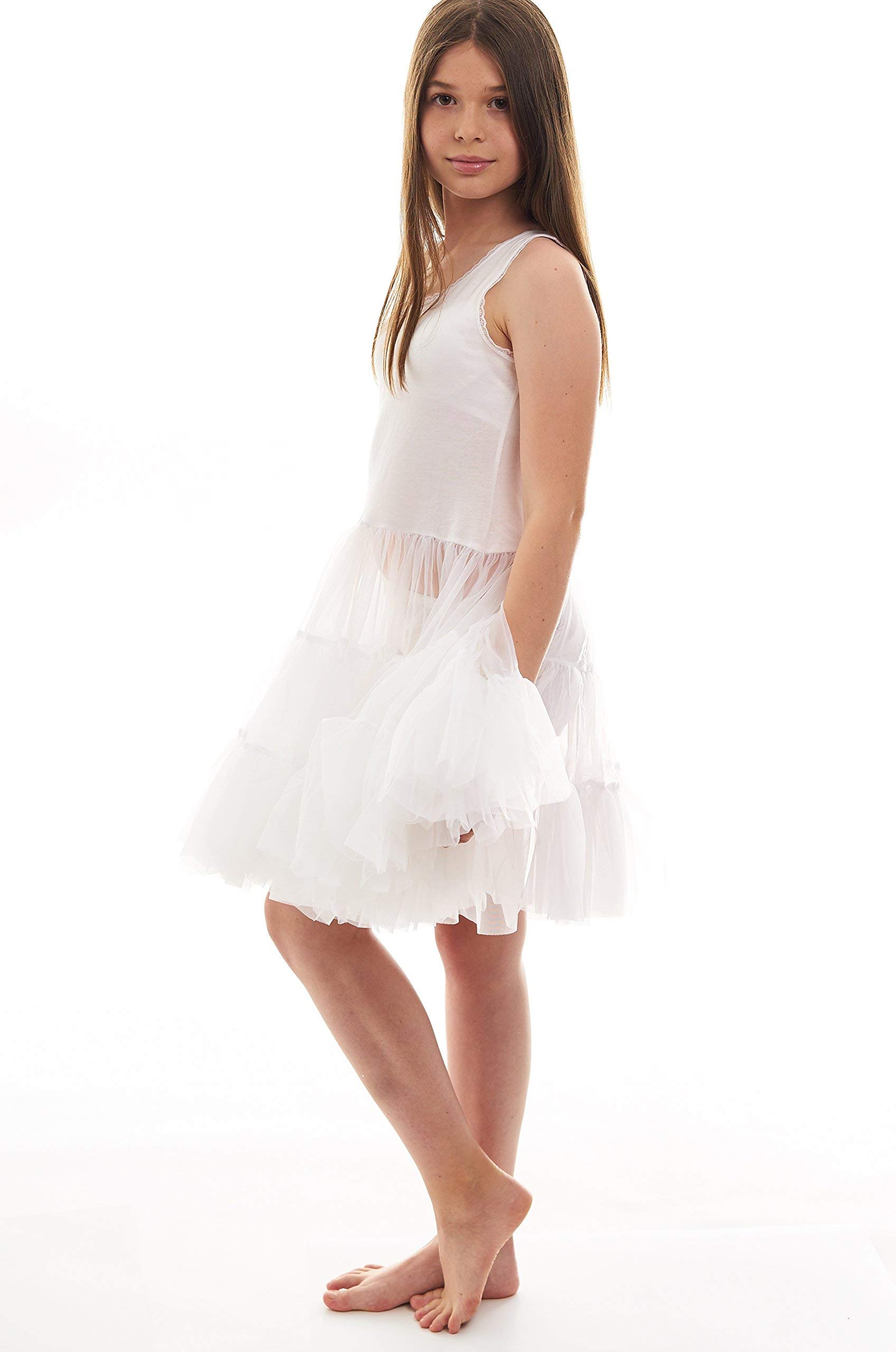 Candyland Girls Petticoat Dress - White Full Slip Underdress & Poodle Skirt for Kids | Perfect for Formal Occasions, Tea Parties & 1950s Retro Costumes