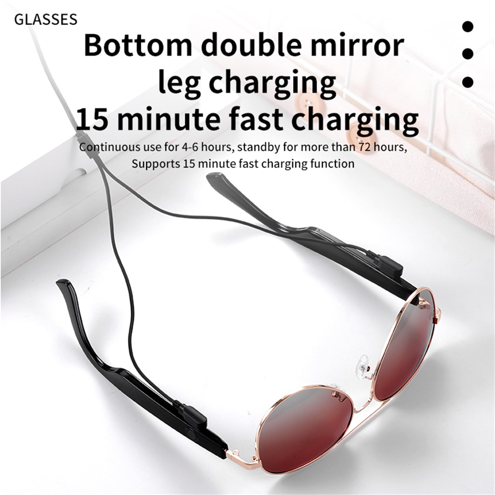 Smart Bluetooth Audio Sunglasses with Fast Charging - Hands-Free Music & Calls for Running, Cycling & Outdoor Activities