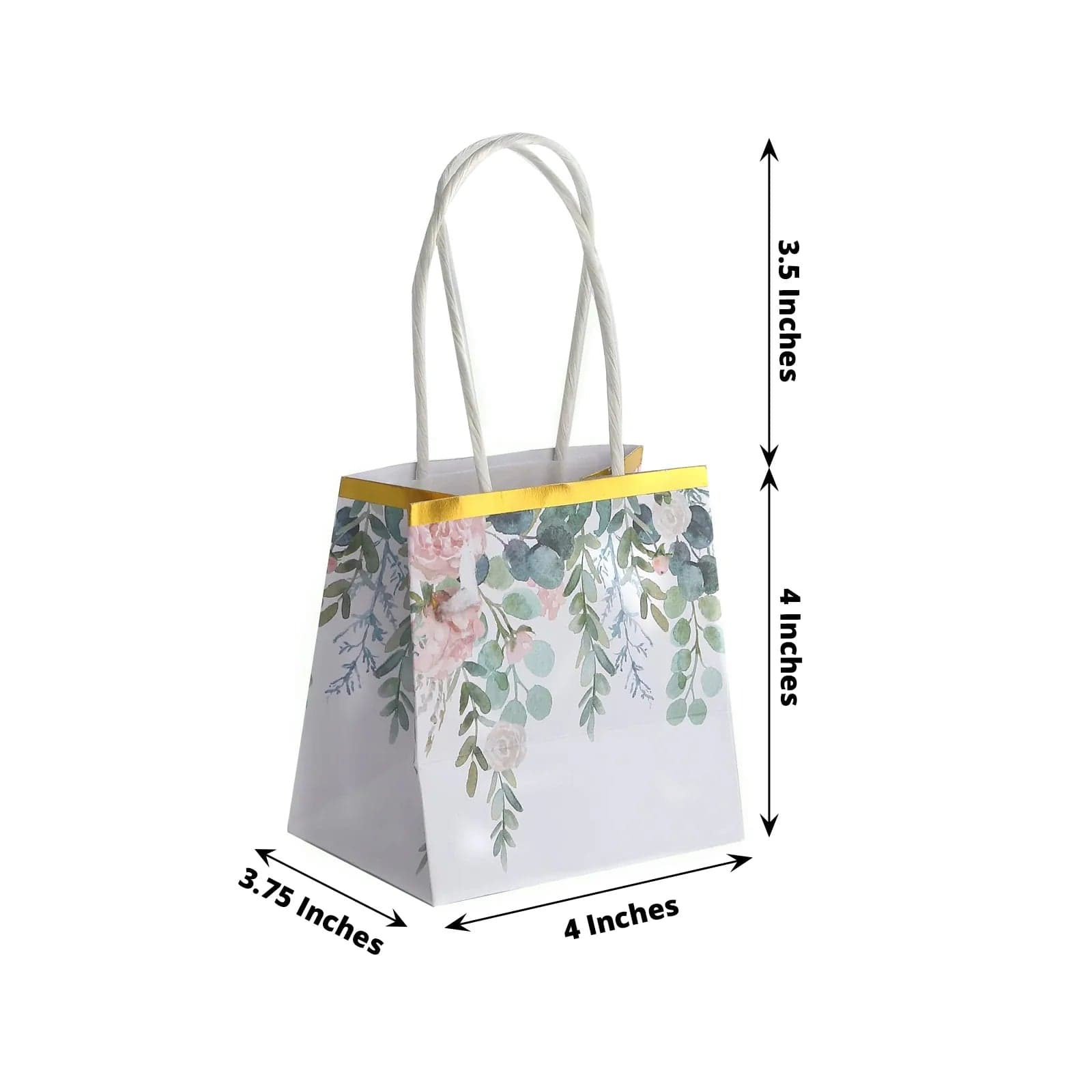 12 Pack Floral Print Gift Bags with Handles - Elegant Party Favor Bags for Weddings, Baby Showers & Birthday Celebrations