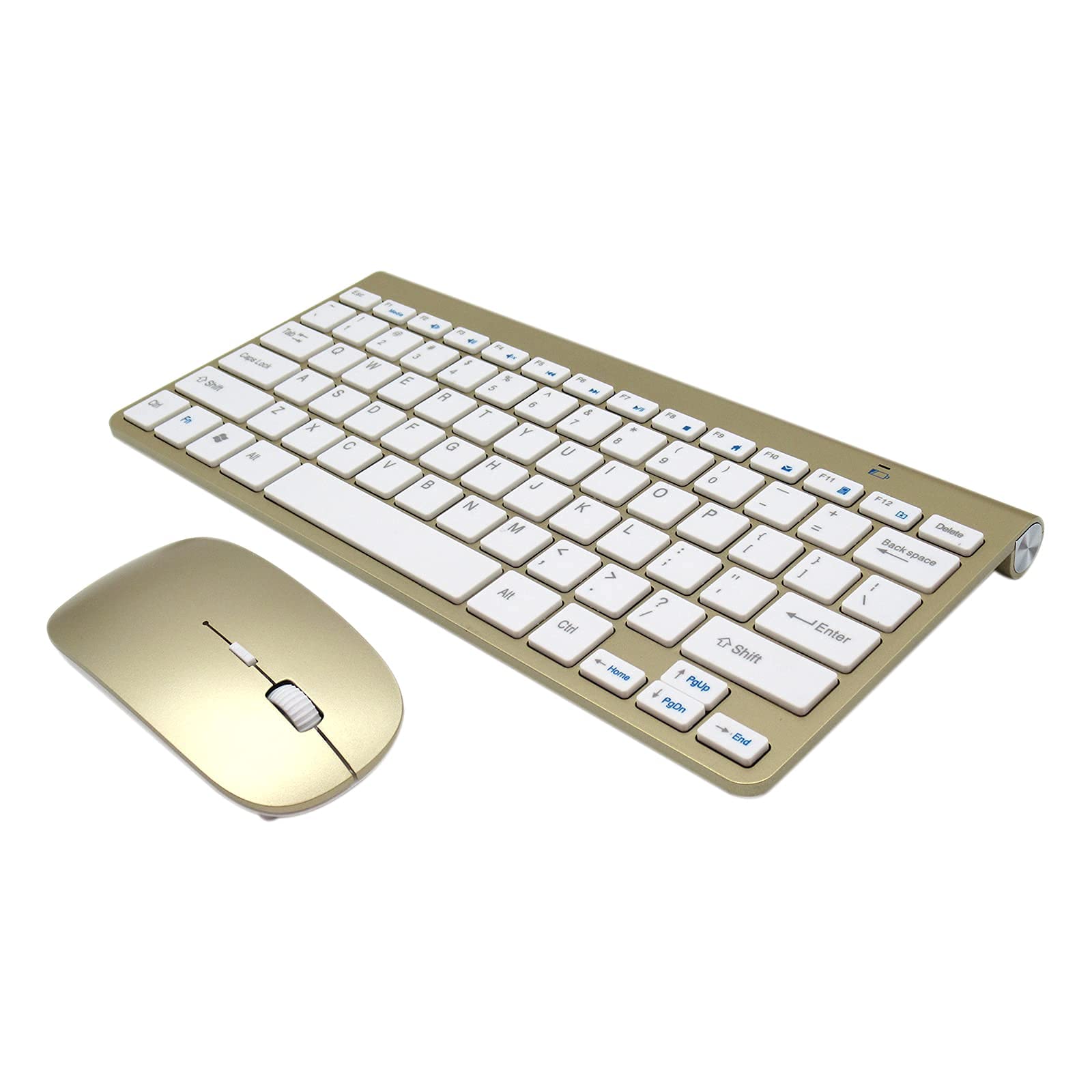 Gold Wireless Keyboard and Mouse Combo - 2.4GHz Silent USB Wireless Set with Waterproof Design for PC, Desktop, Laptop (Windows Compatible) - Perfect for Office, Gaming & Home Use