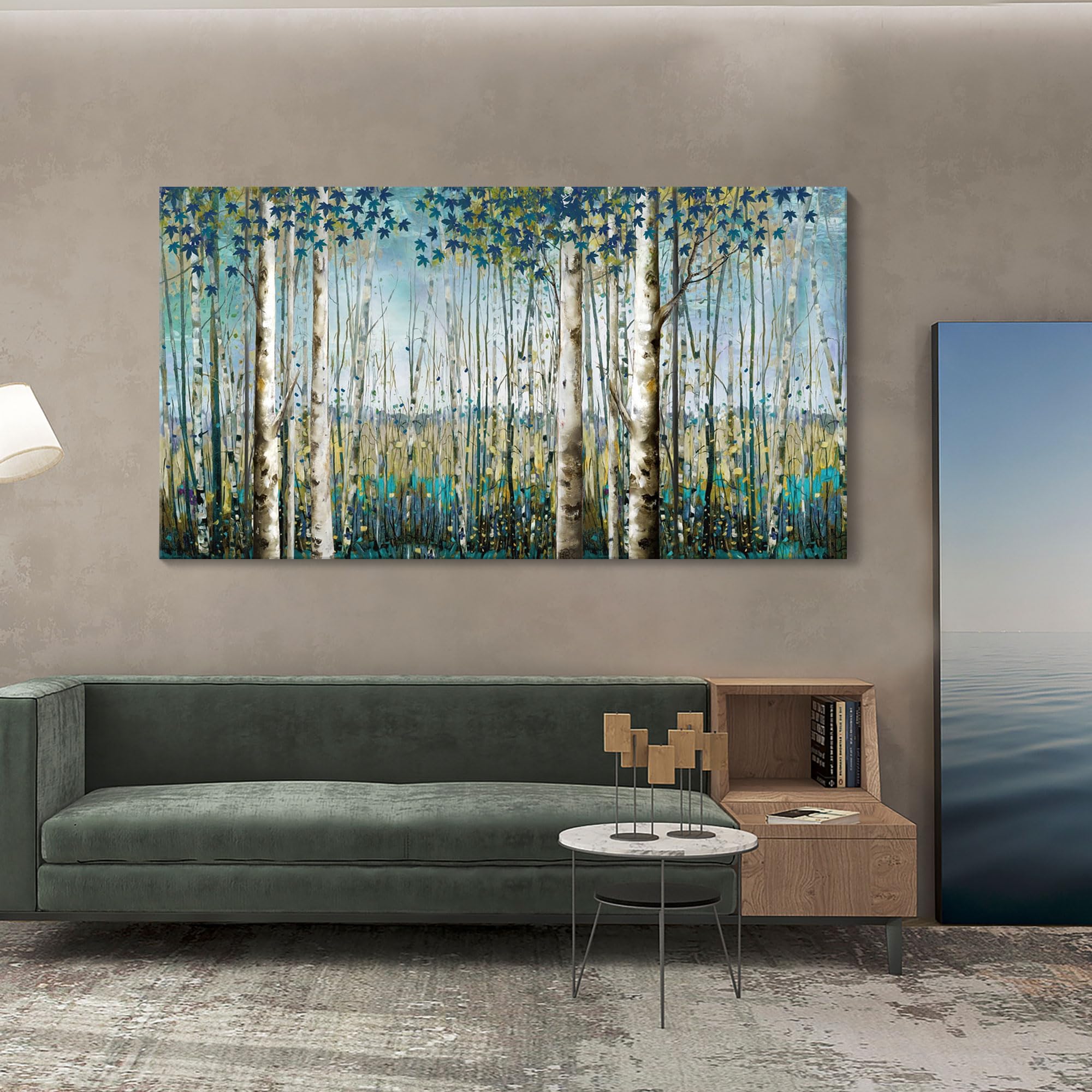 Large Birch Tree Landscape Canvas Wall Art - Nature Inspired Forest Painting for Living Room, Bedroom & Dining Room Decor - 29x58 Inch Farmhouse Wall Decor - Perfect for Home, Office & Cabin Aesthetic