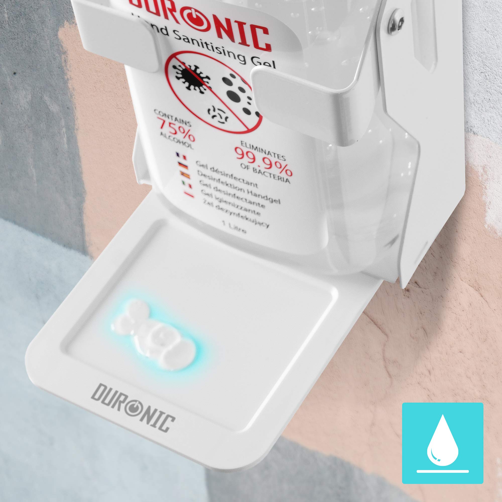 **Duronic STW S1L Wall Mounted Hand Sanitizer Dispenser with Drip Tray | Holds 1L S1000ML Pump Bottle | Anti-Theft Locking Feature | Easy Install for Home, Office & Public Spaces**