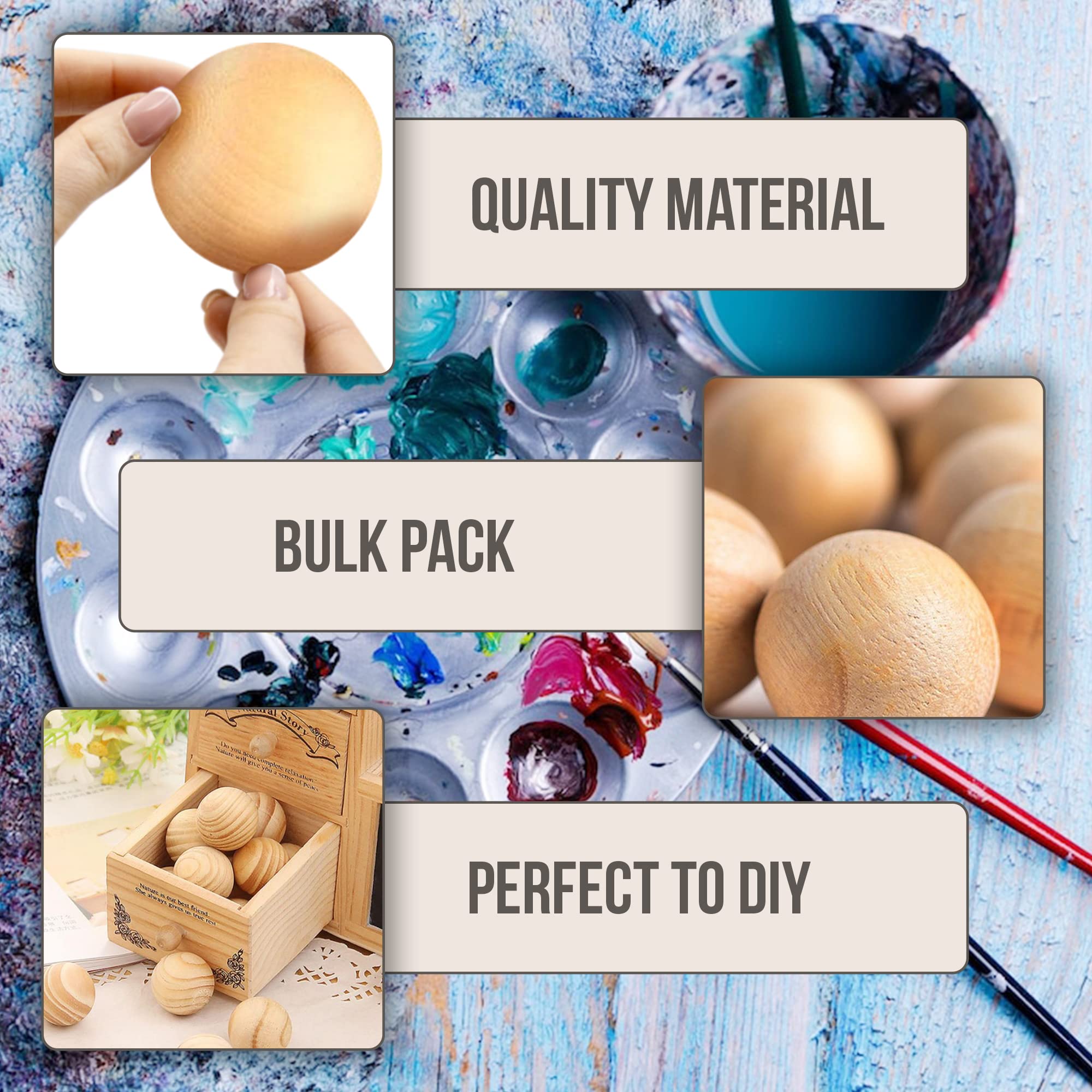 Handcrafted Unfinished Wooden Spheres - Set of 5 Natural Wood Balls (3.15-inch Diameter) for DIY Crafts, Home Decor, and Farmhouse Style - Perfect for Centerpieces, Table Decor, and Creative Projects