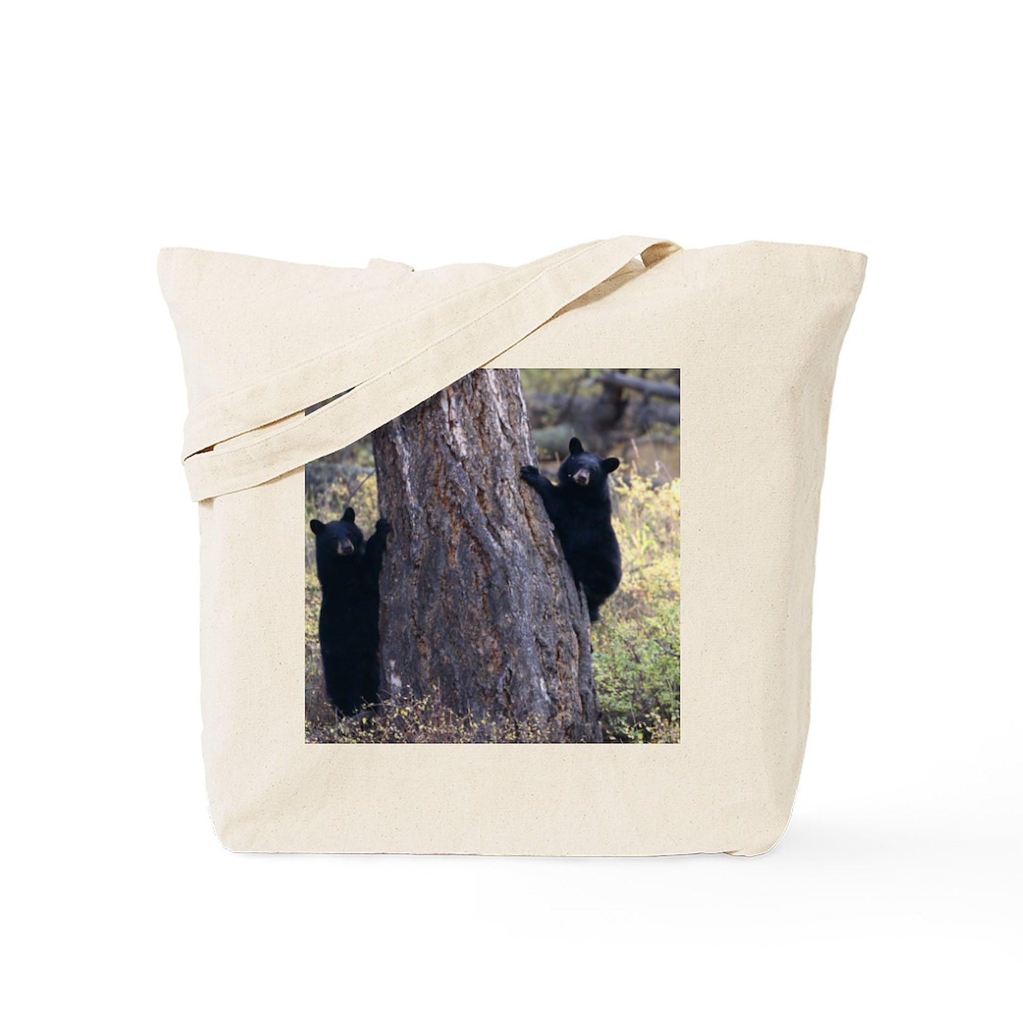 Black Bear Cubs Tote Bag - Natural Canvas Reusable Shopping Bag for Groceries, Beach & Everyday Use | Eco-Friendly Cotton Carryall
