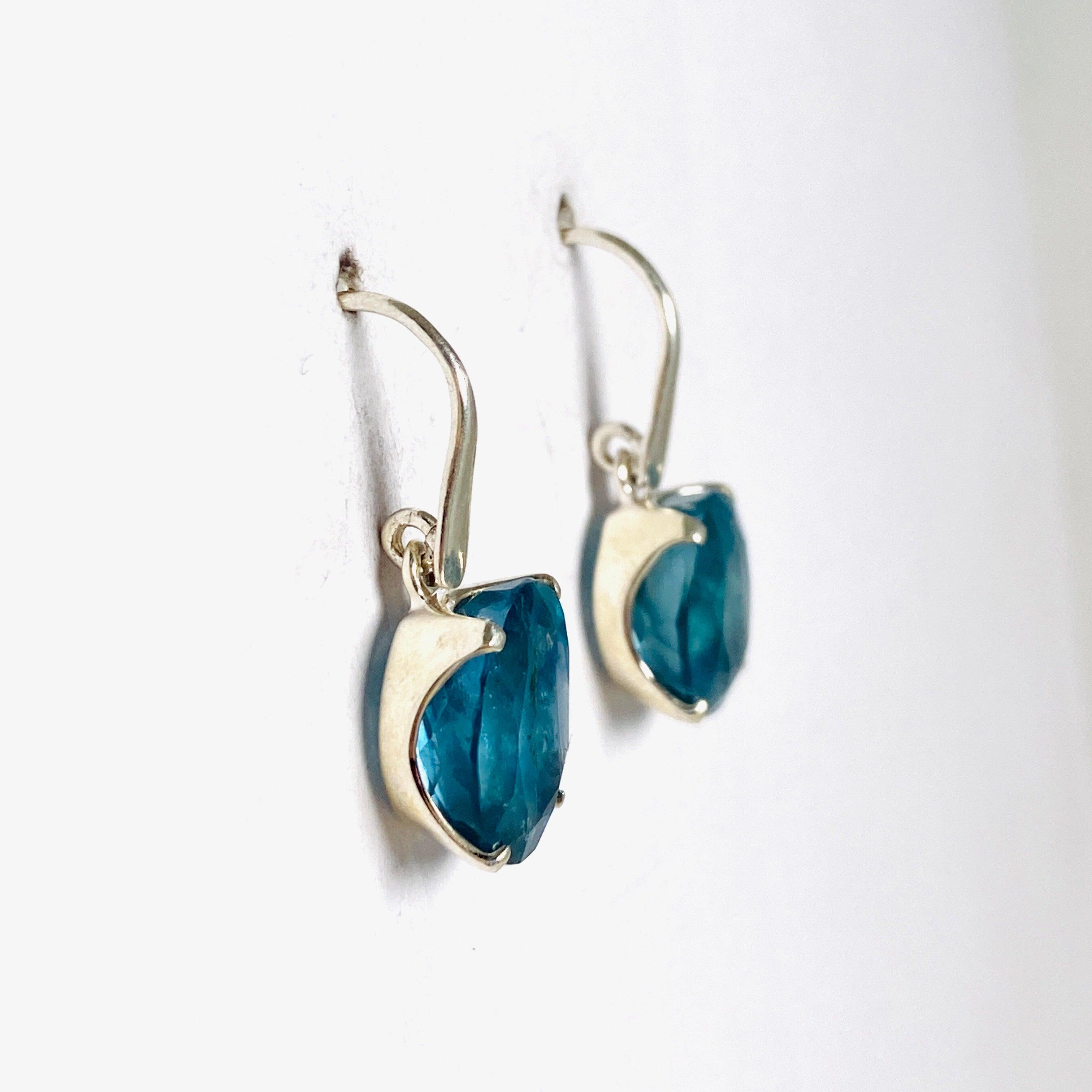 Fluorite Oval Faceted Earrings for Women - Natural Stone Dangle Earrings - Elegant Jewelry Gift for Her - Perfect for Parties, Weddings & Special Occasions