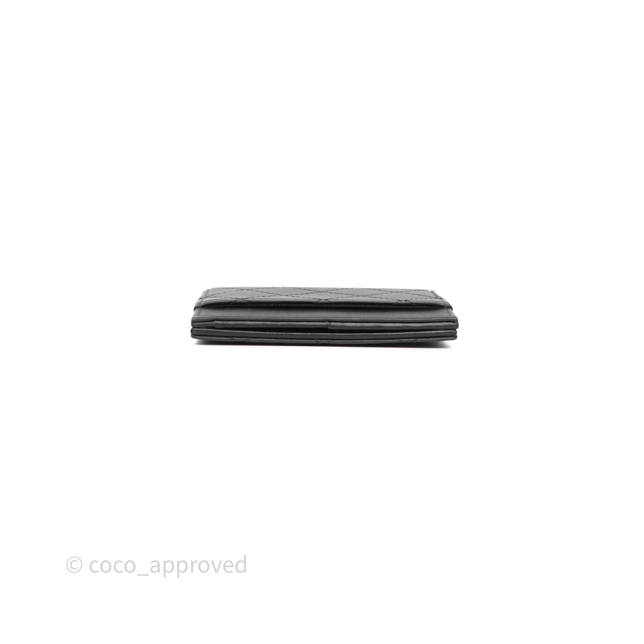 Chanel Quilted So Black Calfskin Card Holder - Luxury Compact Wallet for Credit Cards & ID - Perfect for Everyday Use, Travel & Gifting
