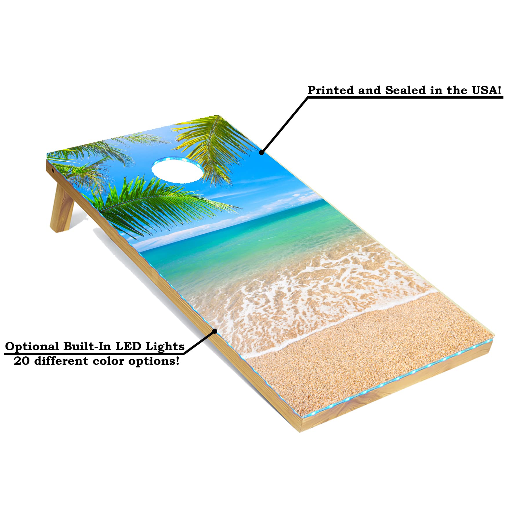 Premium Cornhole Board Set with 8 Bean Bags & Carrying Case - Regulation 4'x2' Tournament Size - Lightweight & Durable - Optional LED Lights for Night Play - Perfect for Backyard Parties, Tailgating, and Outdoor Games
