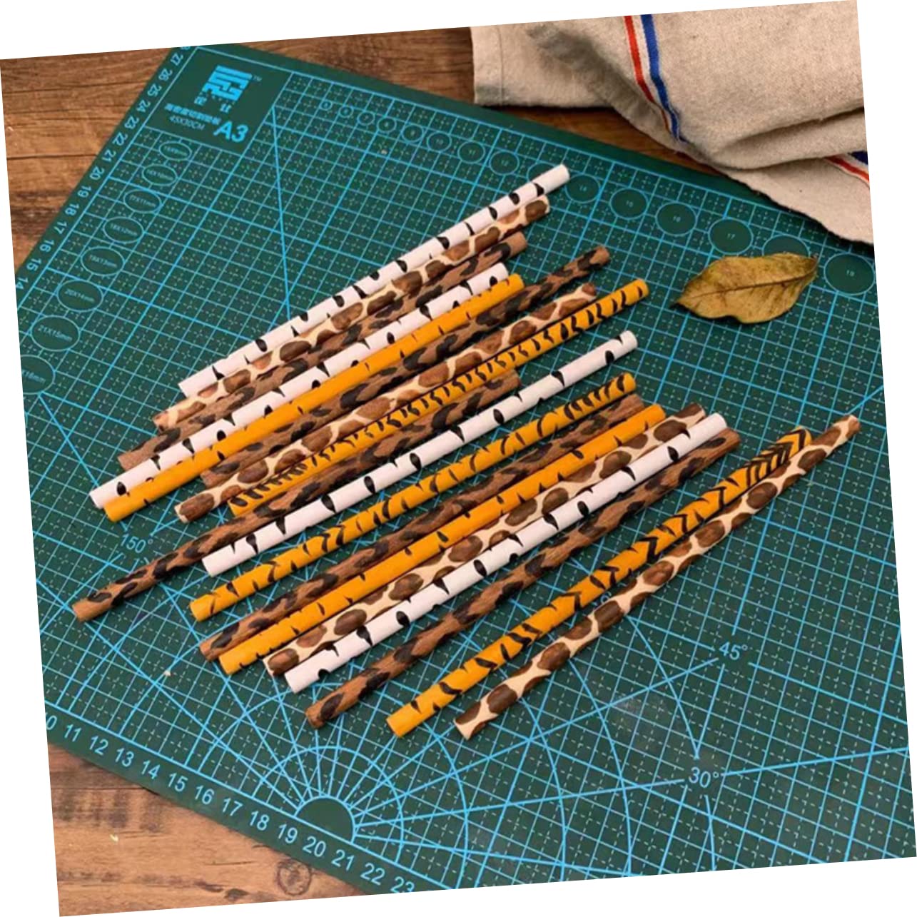 NUOBESTY 10pcs Animal Print Pencils - Wooden Log Design School Supplies for Kids, Party Favors, Classroom Rewards & Summer Camp Activities
