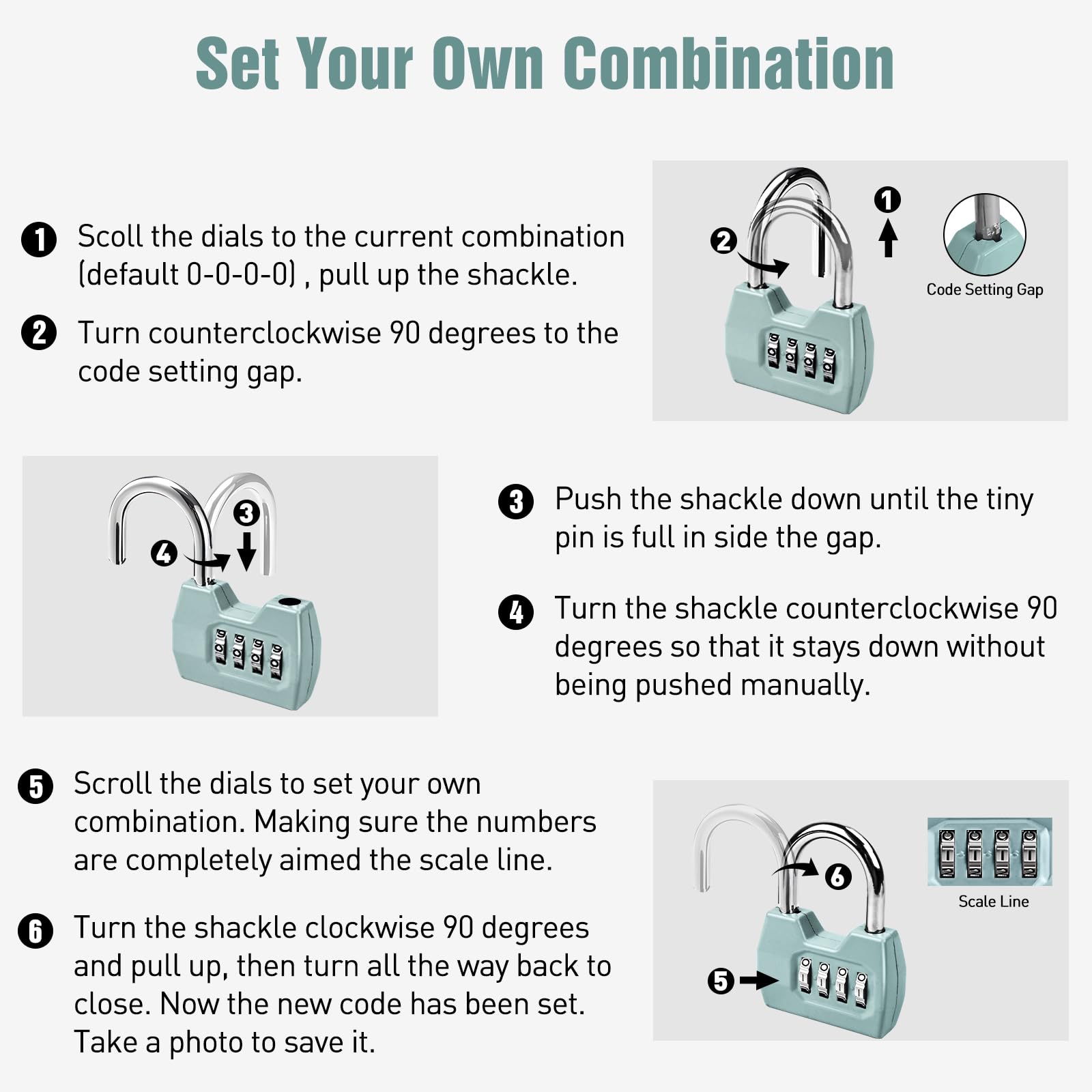 4-Digit Combination Lock - Waterproof Outdoor Padlock for Gym Locker, Gate & Shed (Turquoise)