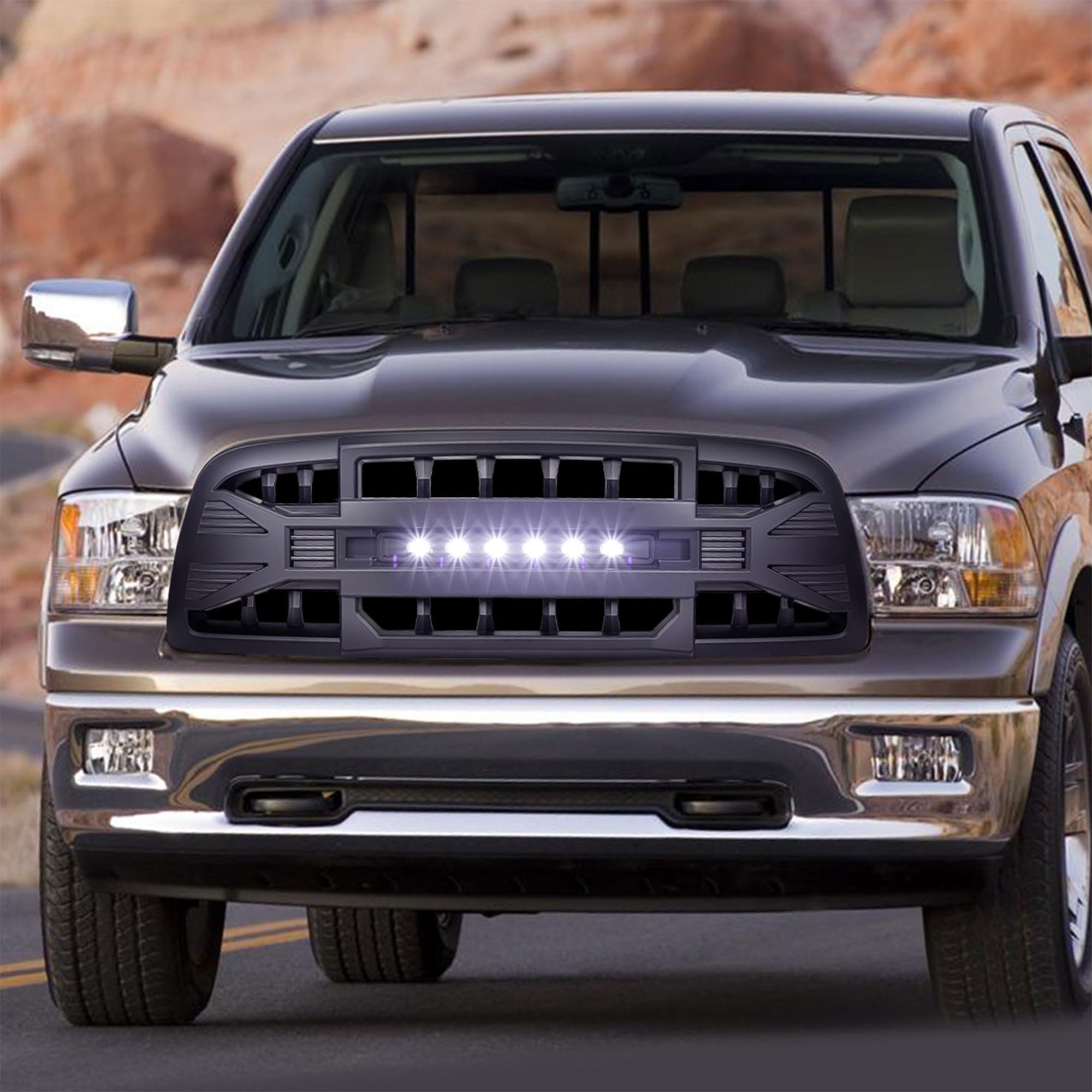 2009-2012 Dodge Ram 1500 Off-Road Armor Grille with LED Lights - Matte Black Truck Front Grille for Enhanced Style & Protection | Perfect for Off-Roading, Truck Shows & Daily Driving