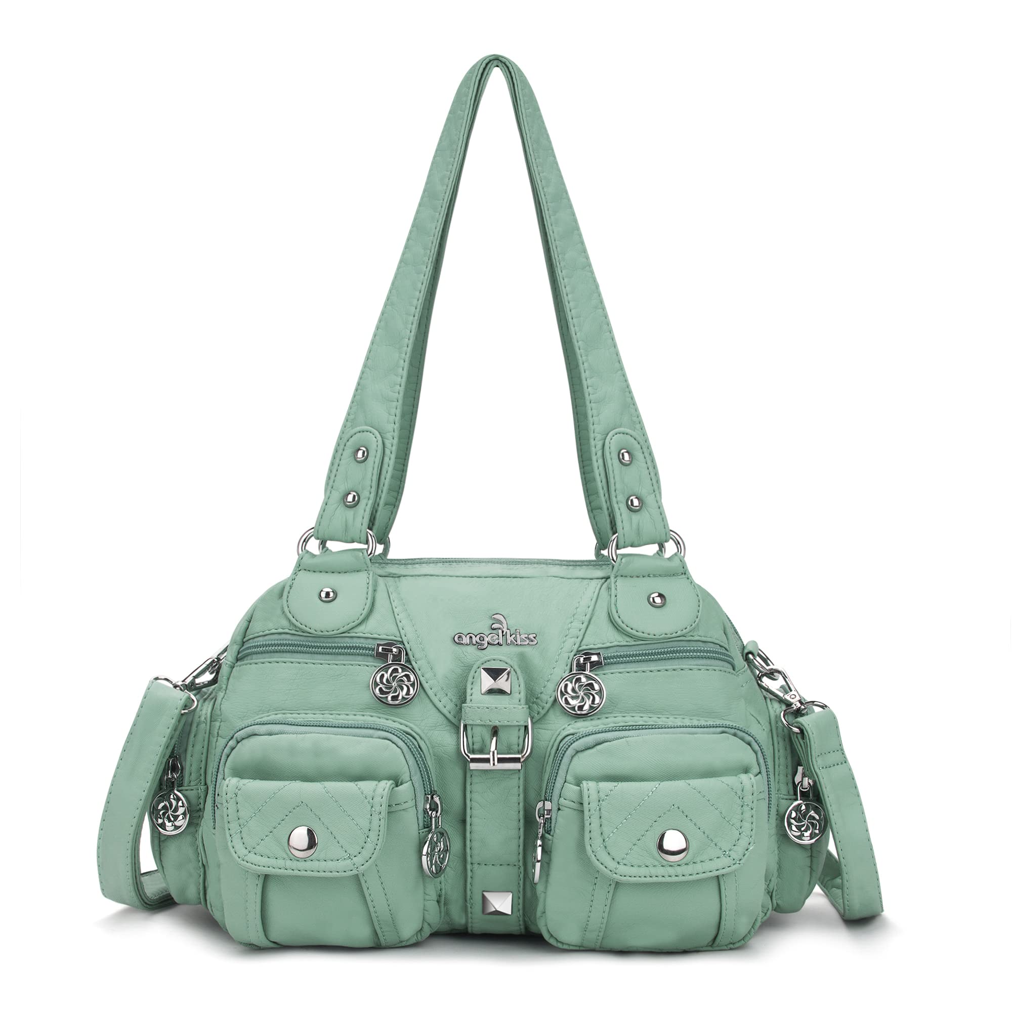 Angel Kiss Women's Soft Leather Hobo Crossbody Shoulder Bag with Multipocket & Removable Strap - Perfect for Work, Travel & Everyday Use