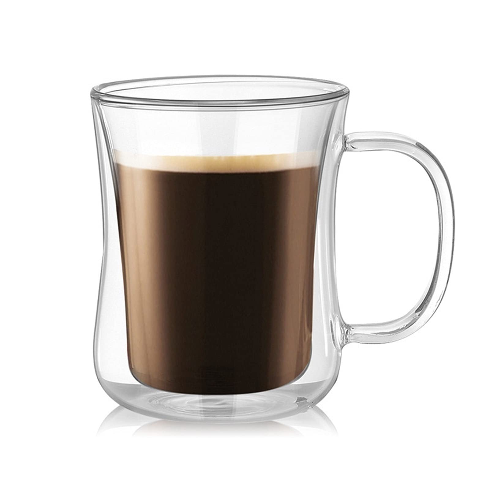 Premium 7.4oz Double Wall Insulated Glass Coffee Mugs with Handle - Clear Espresso & Cappuccino Cups, Heat Resistant Tea Glasses, Dishwasher & Microwave Safe (Set of 2, 220ml) - Perfect for Home, Office & Cafe Use