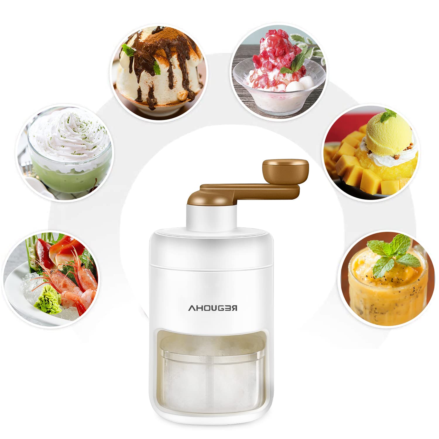 AHOUGER 2023 Portable Ice Shaver Machine for Granita, Italian Ice, and Smoothies - BPA-Free Commercial & Home Use - Perfect for Parties, Cafes, and Restaurants