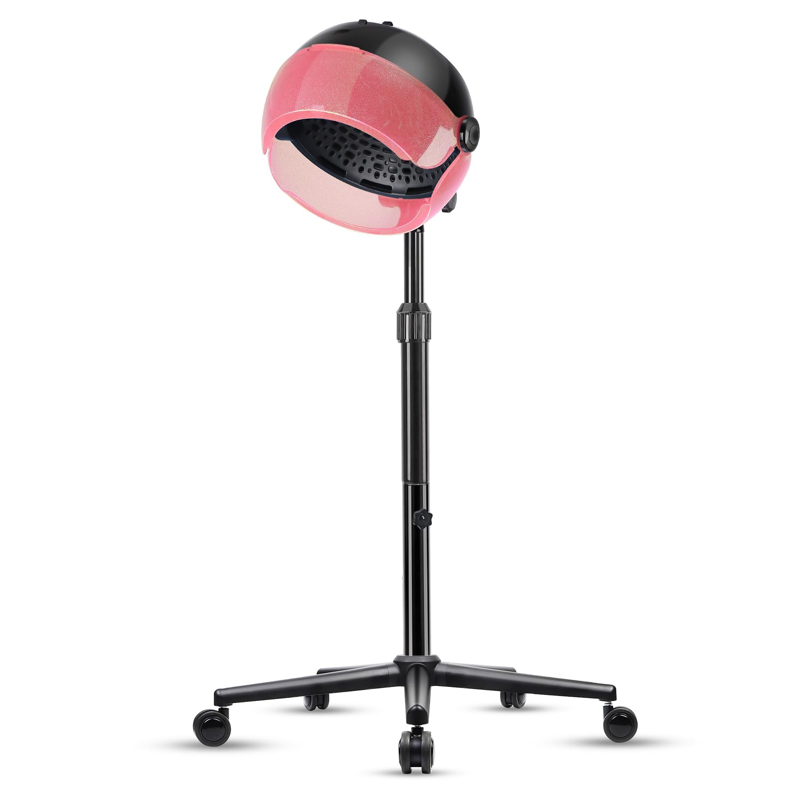 1500W Professional Hooded Hair Dryer with 3 Heat Settings & Timer - Touch Control Stand-Up Blow Dryer for Salon & Home Use (Pink) | Perfect for Curly Hair, Perms & Deep Conditioning Treatments