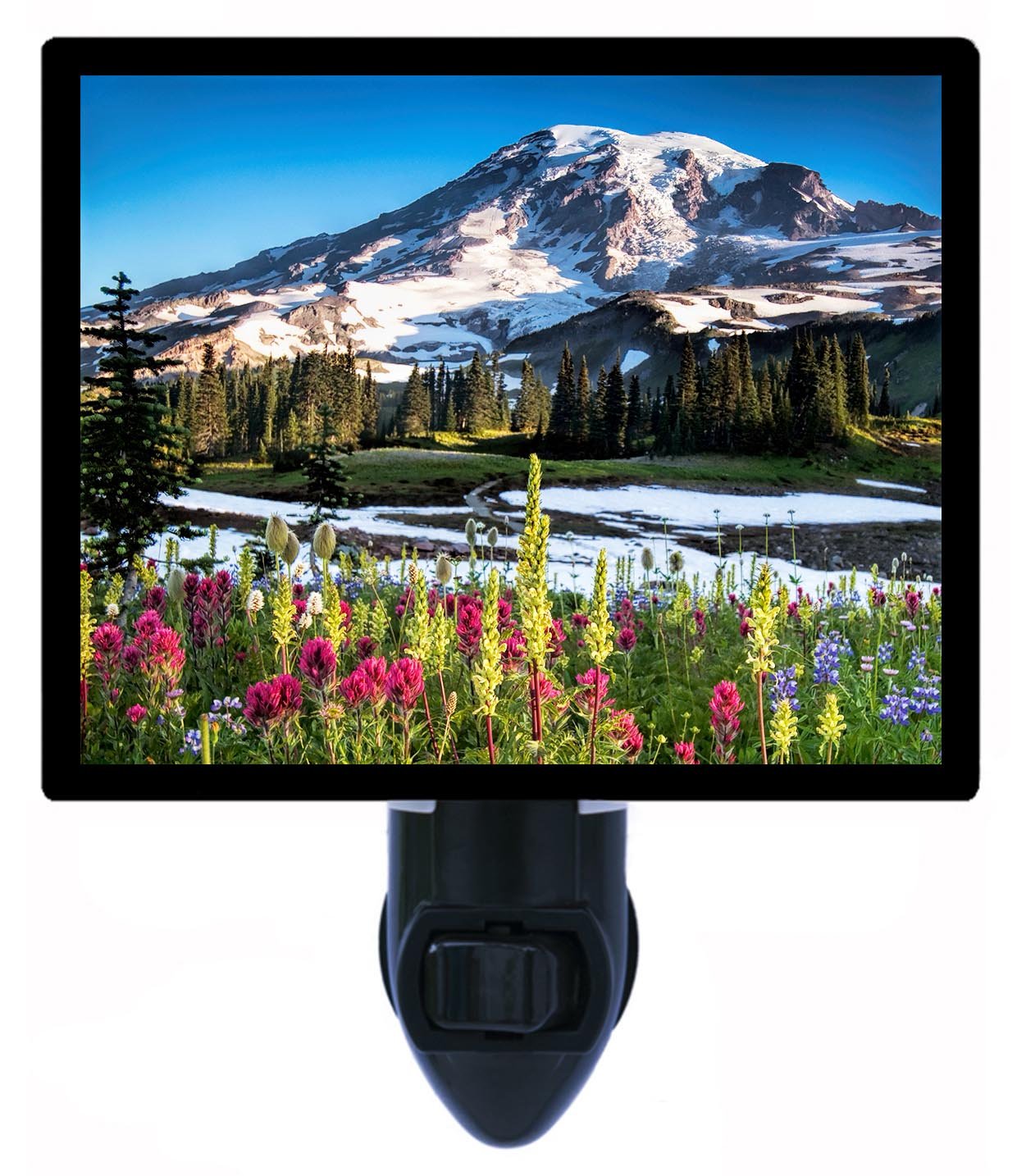Paradise Ridge Night Light - Mountain, Flower & Snow Landscape LED Lamp for Bedroom, Nursery, or Home Decor