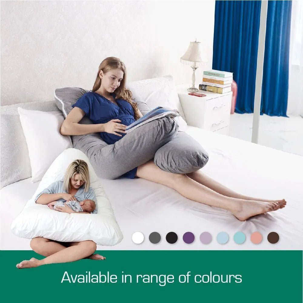 Premium Australian Made Maternity Body Pillow with Soft Removable Pillowcase - Cream Color | Perfect for Pregnancy Comfort, Back Pain Relief & Side Sleeping Support