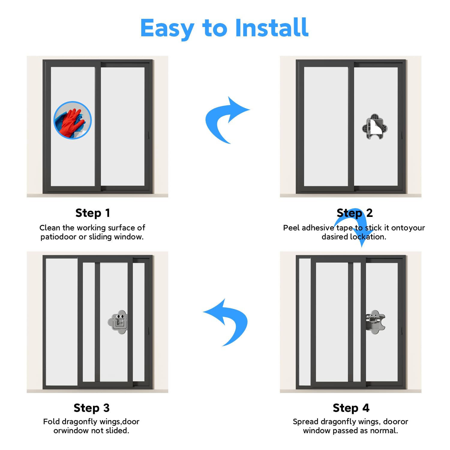 2-Pack Sliding Door Child Safety Locks - No Drill Baby & Pet Proof Window Locks for Sliding Glass Doors & Closets - Secure Home Childproofing Solution for Families with Toddlers or Pets (Ideal for Bedrooms, Bathrooms & Patio Doors)