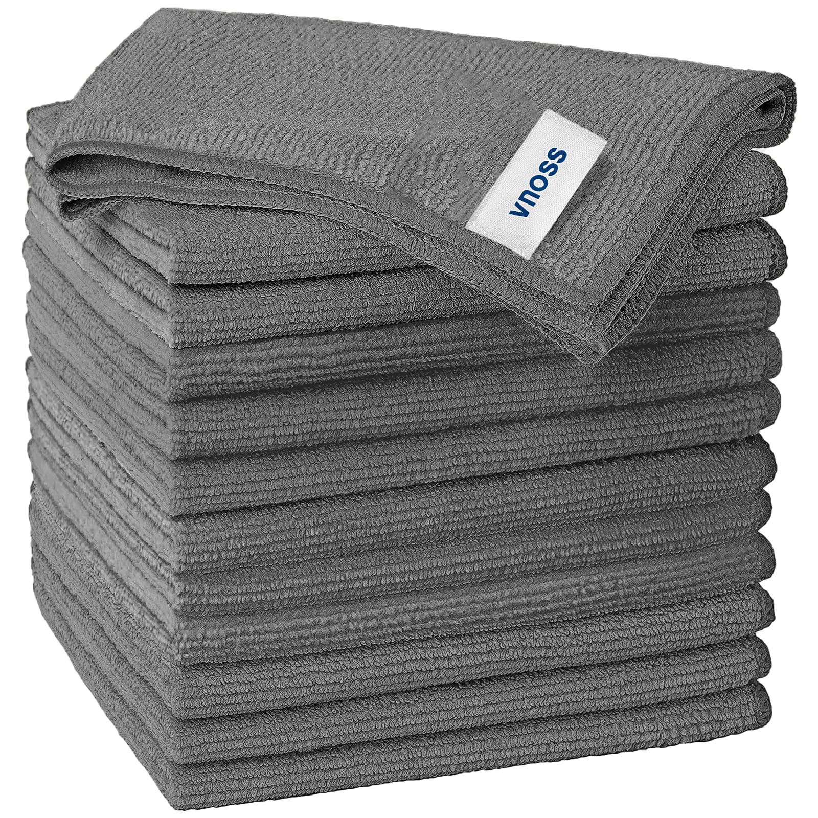 12 Pack Premium Microfiber Cleaning Cloths - Super Absorbent, Lint-Free, Reusable Towels for Car Detailing, Kitchen, Windows & Household Cleaning (12x12 Inches, Gray) - Perfect for Car Care, Glass Cleaning & Dusting Surfaces