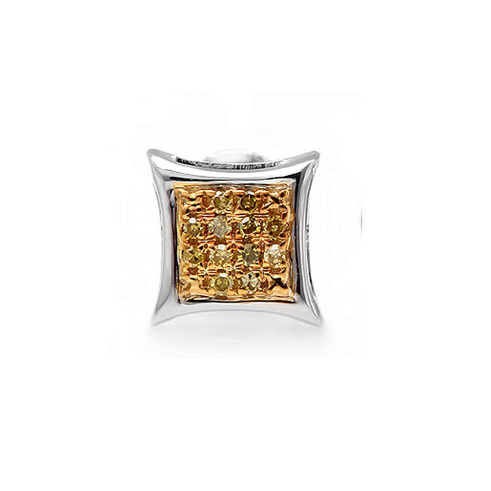0.05ct Round Yellow Diamond Stud Earrings in Kite Shape - Micro Pave Setting - Dazzlingrock Collection - Perfect for Weddings, Parties & Special Occasions