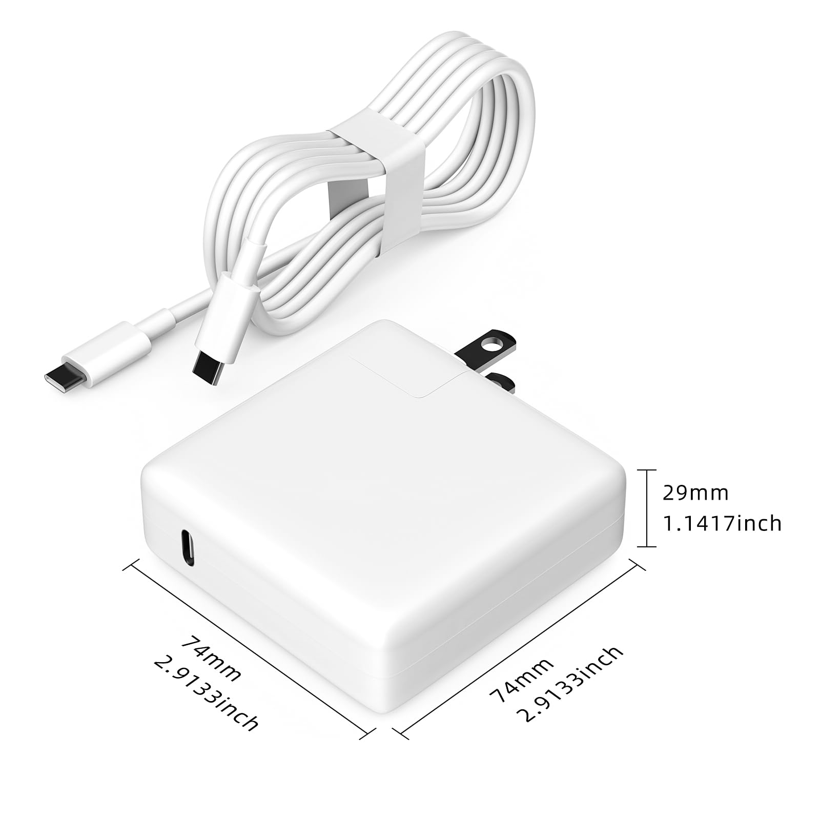 61W USB-C Power Adapter for MacBook Pro/Air 13/14 Inch - Fast Charging with Type-C Cable - Perfect for Home, Office & Travel Use