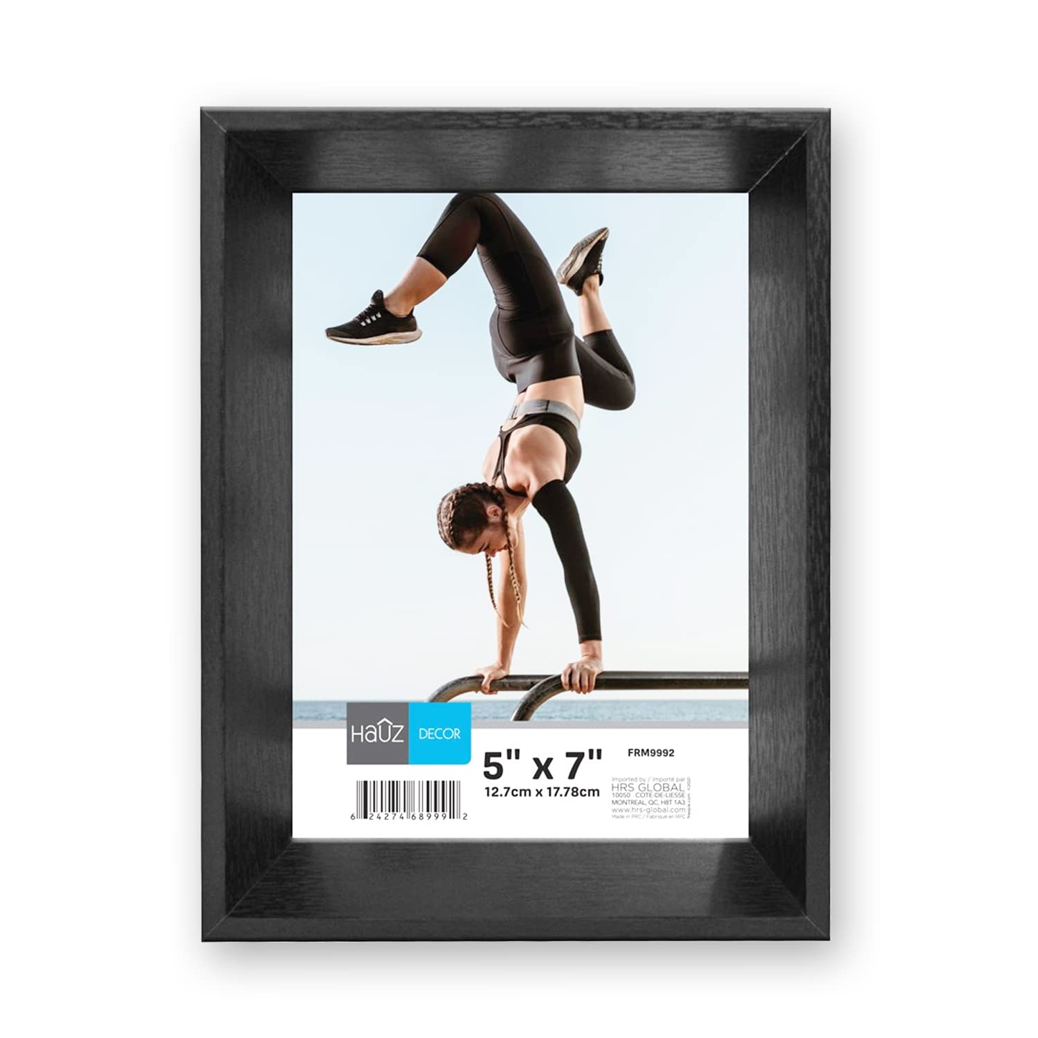 Hauz FRM9992 5x7 Black Picture Frame - Premium Photo Display for Wall, Tabletop, or Gift - Perfect for Home, Office, and Wedding Decor