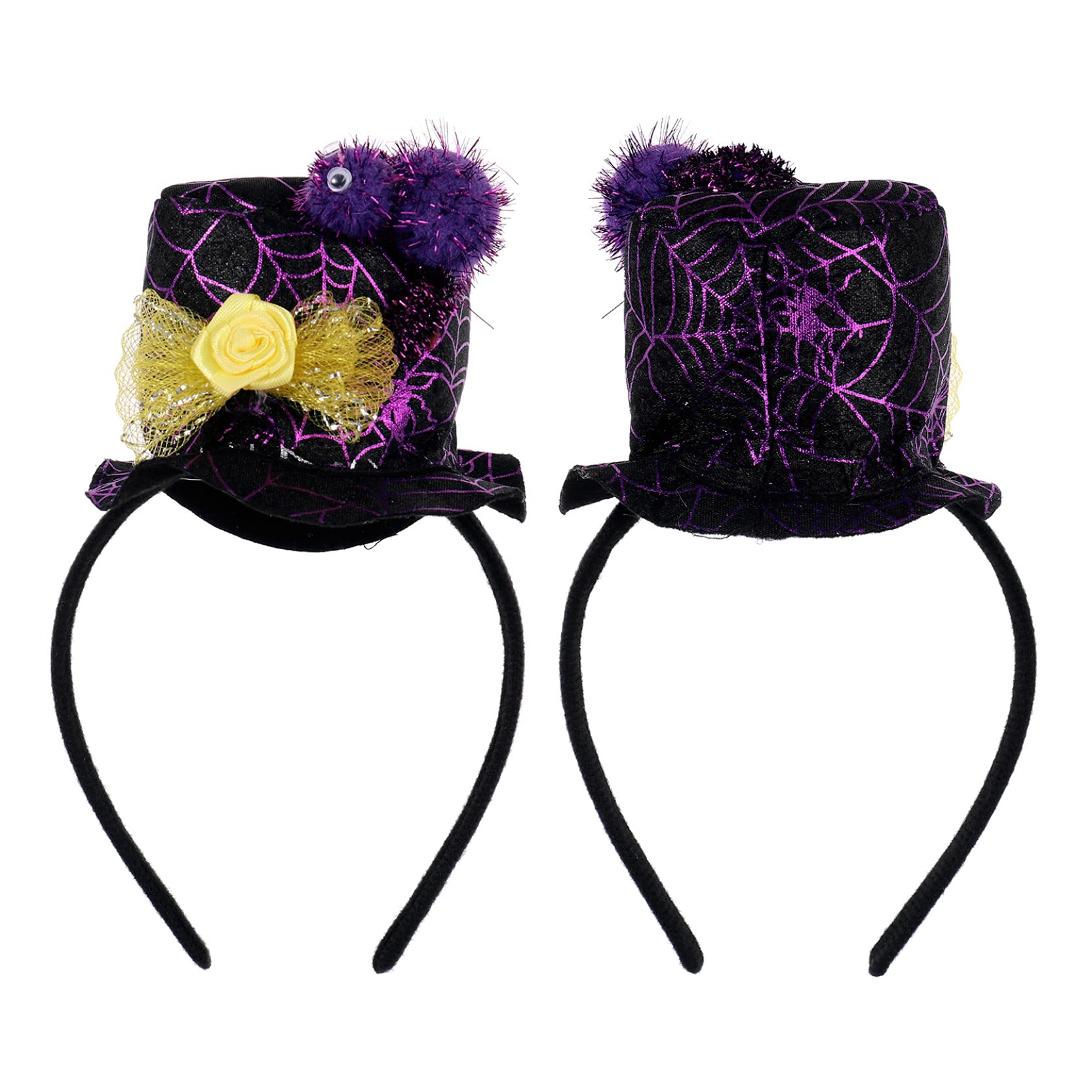 Halloween Spider Web Witch Hat with Lace Veil - Gothic Top Hat Headband for Costume Parties, Masquerade Balls & Dress Up - Elegant Hair Accessories for Women (Perfect for Halloween, Cosplay & Themed Events)