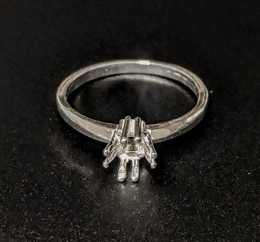 14K Gold or Sterling Silver 5mm-12mm Square 8-Prong Pre-Notched Blank Ring Shank Setting - Size 7 (163-845/143-845) - Perfect for Jewelry Making, Engagement Rings & Custom Wedding Bands