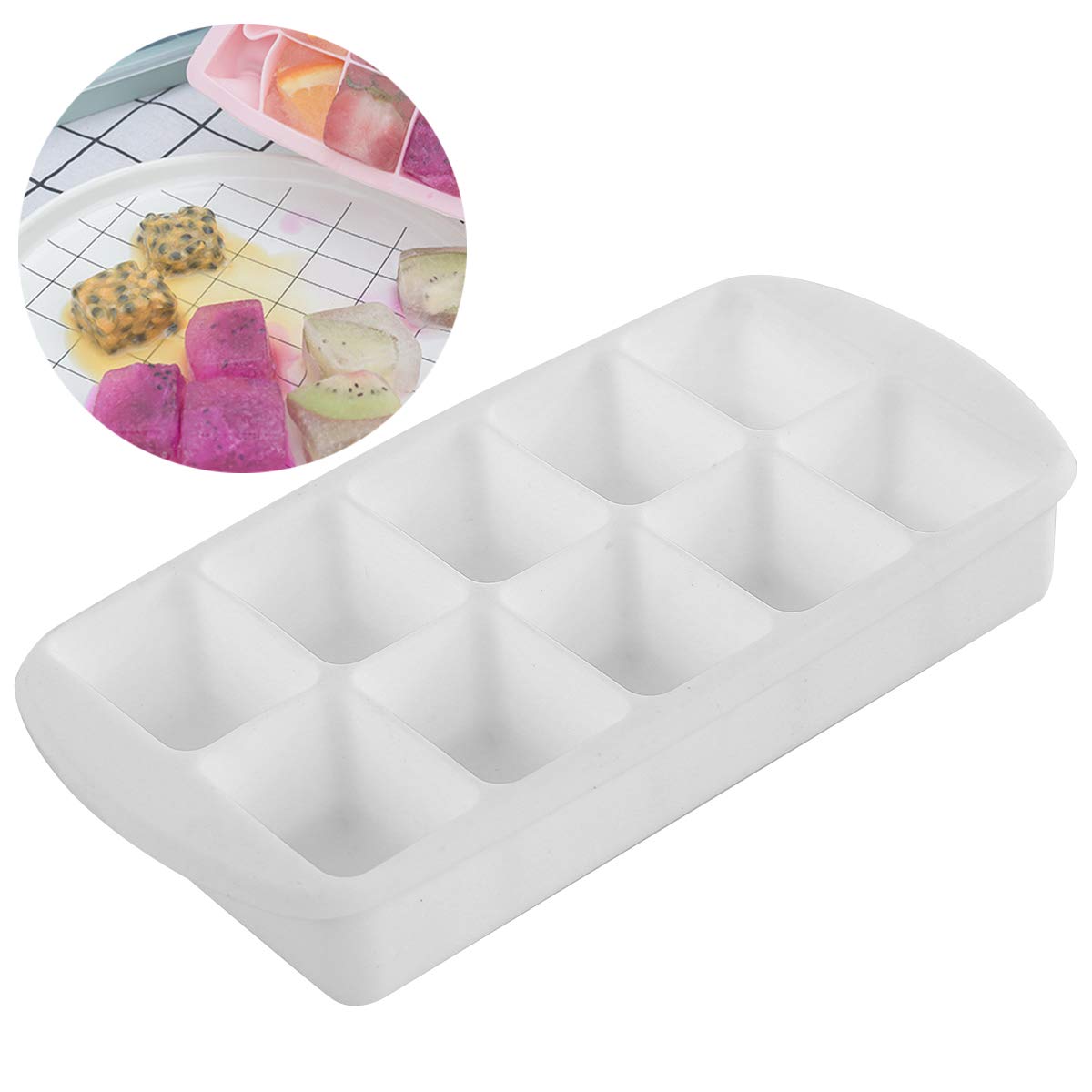 iFCOW Silicone Ice Cube Tray - BPA Free, Flexible 10-Cavity Mold for Ice Cubes, Baby Food, Candy & Chocolate - Perfect for Kitchen, Parties & DIY Treats