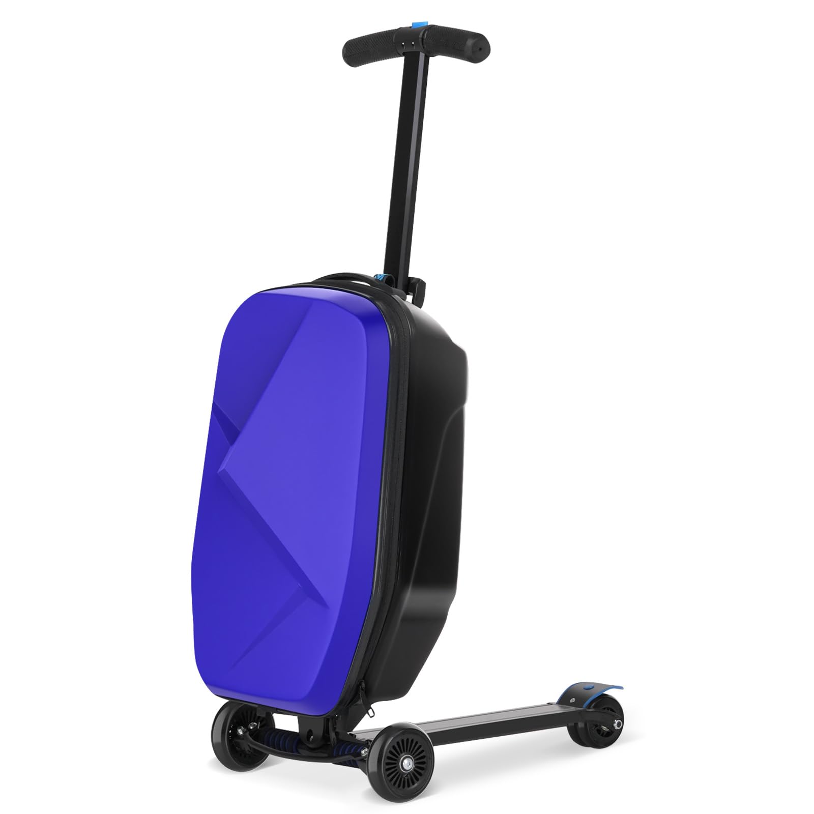 Best Ride-On Scooter Luggage for Kids & Adults - Lightweight Foldable Hardside Suitcase with Wheels for Ages 4-15 - Multifunctional Carry-On for Children & Teenagers (Sapphire Blue) - Perfect for Air Travel, Family Vacations & School Trips